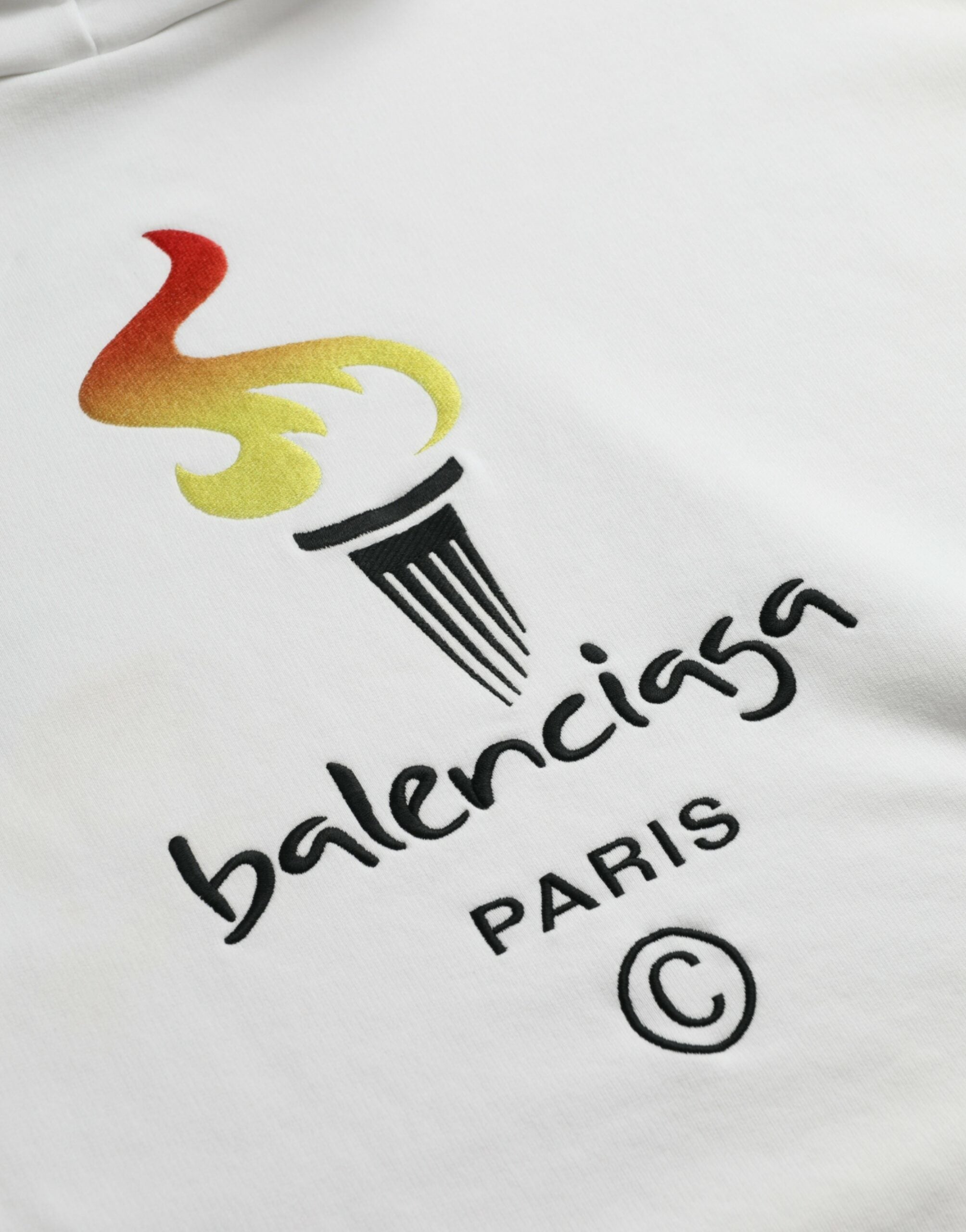 Balenciaga White Cotton Logo Hooded Sweatshirt Pullover-6