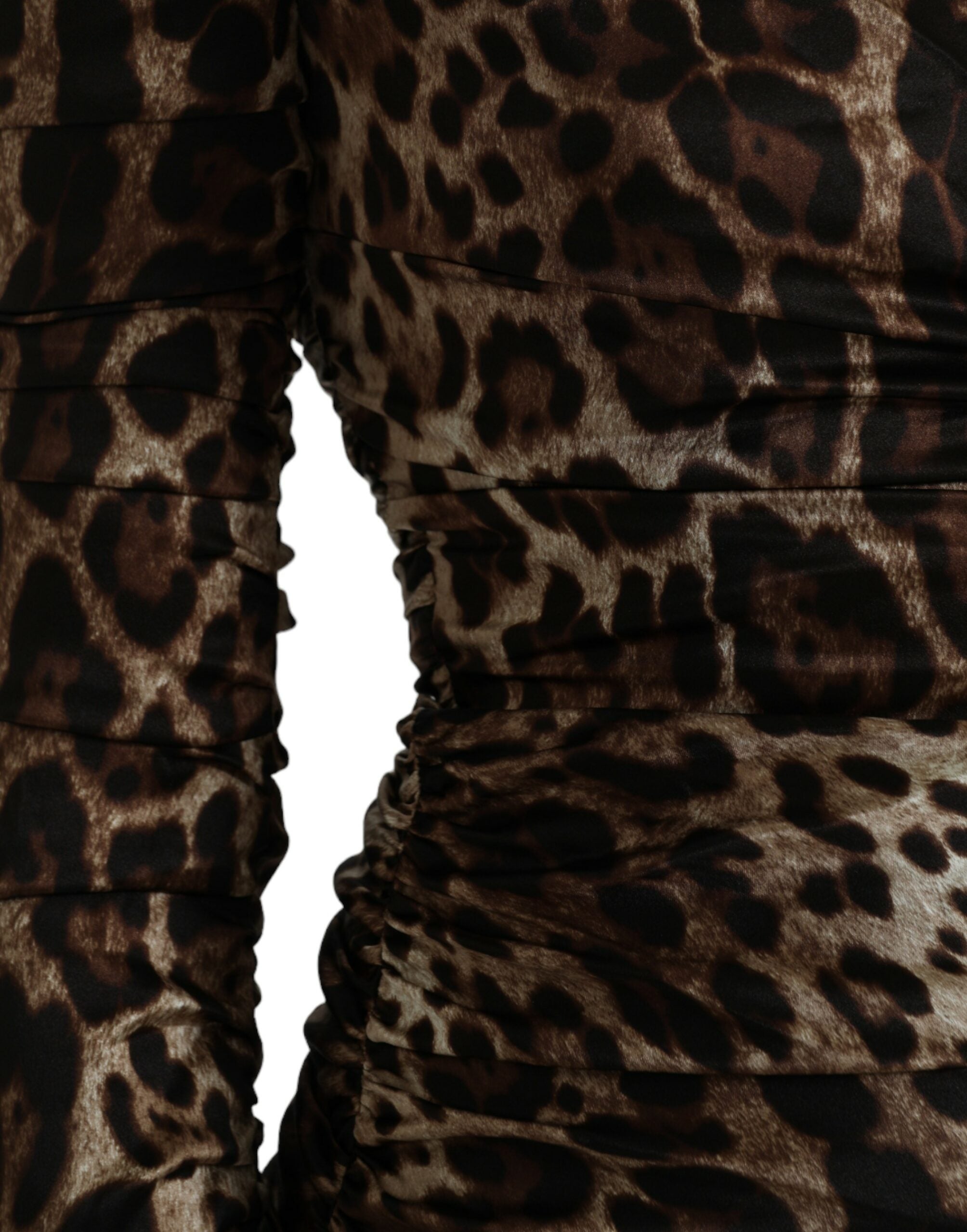 Dolce & Gabbana Brown Leopard Print Bodycon Midi Dress with V-Neck-6