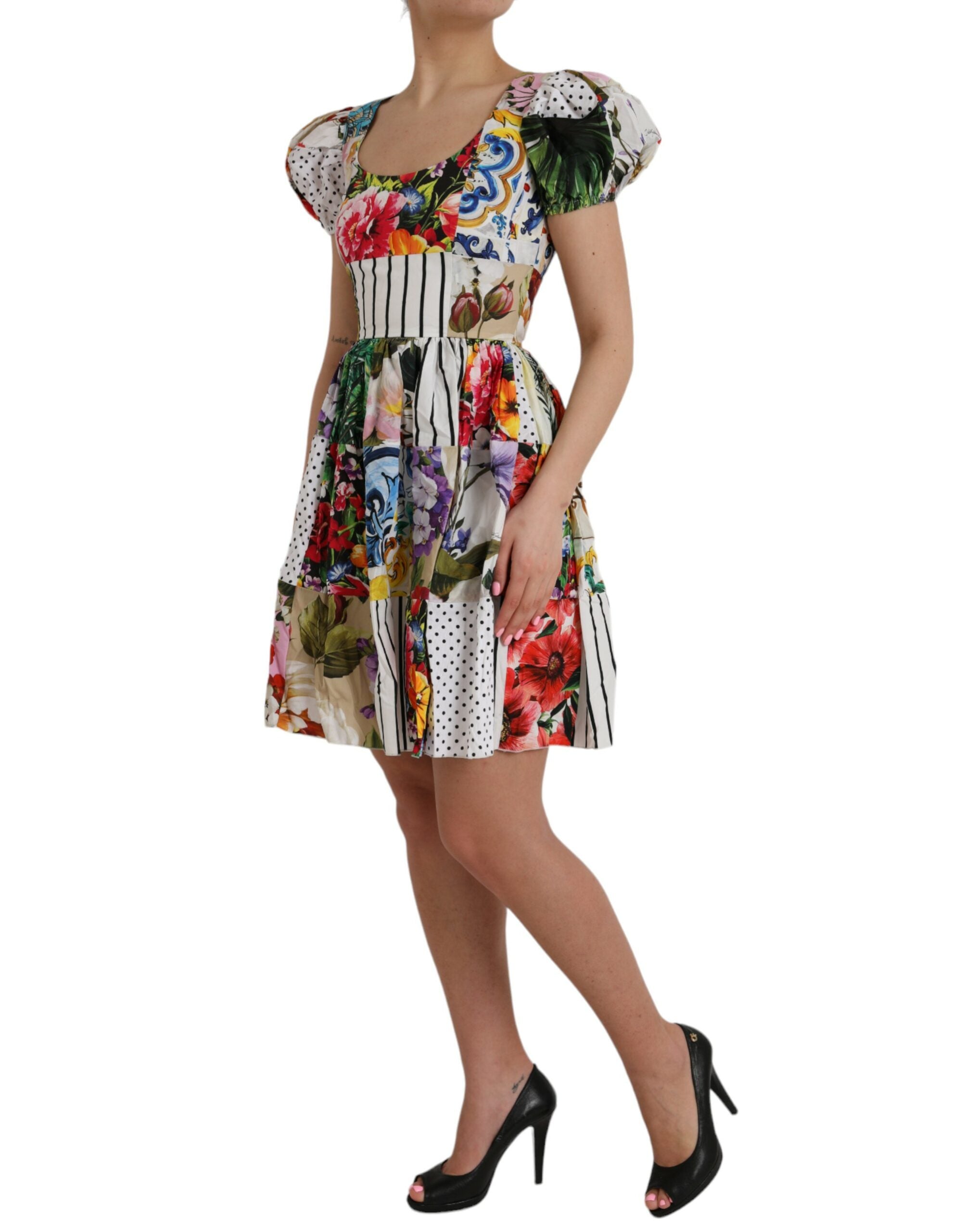 Vestido mini de algodón con patchwork multicolor de Dolce & Gabbana Aline-3