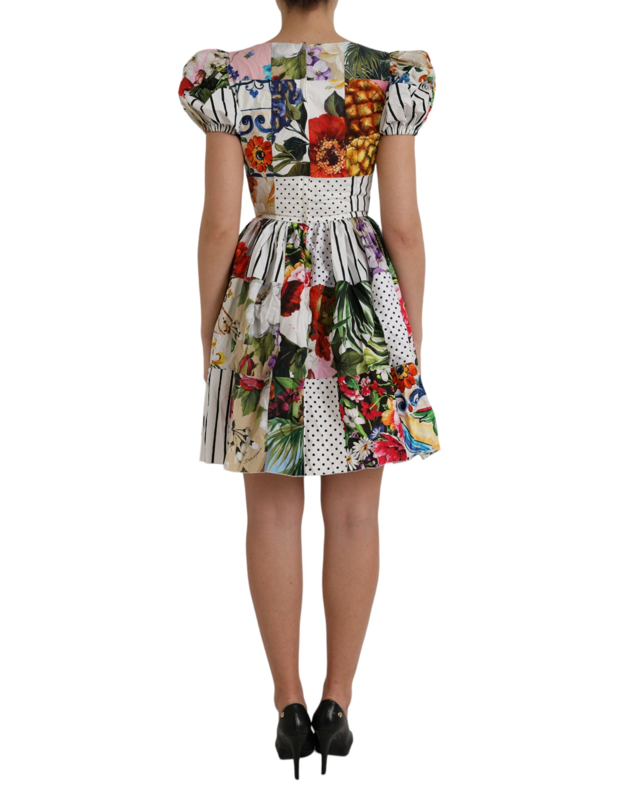 Vestido mini de algodón con patchwork multicolor de Dolce & Gabbana Aline-4