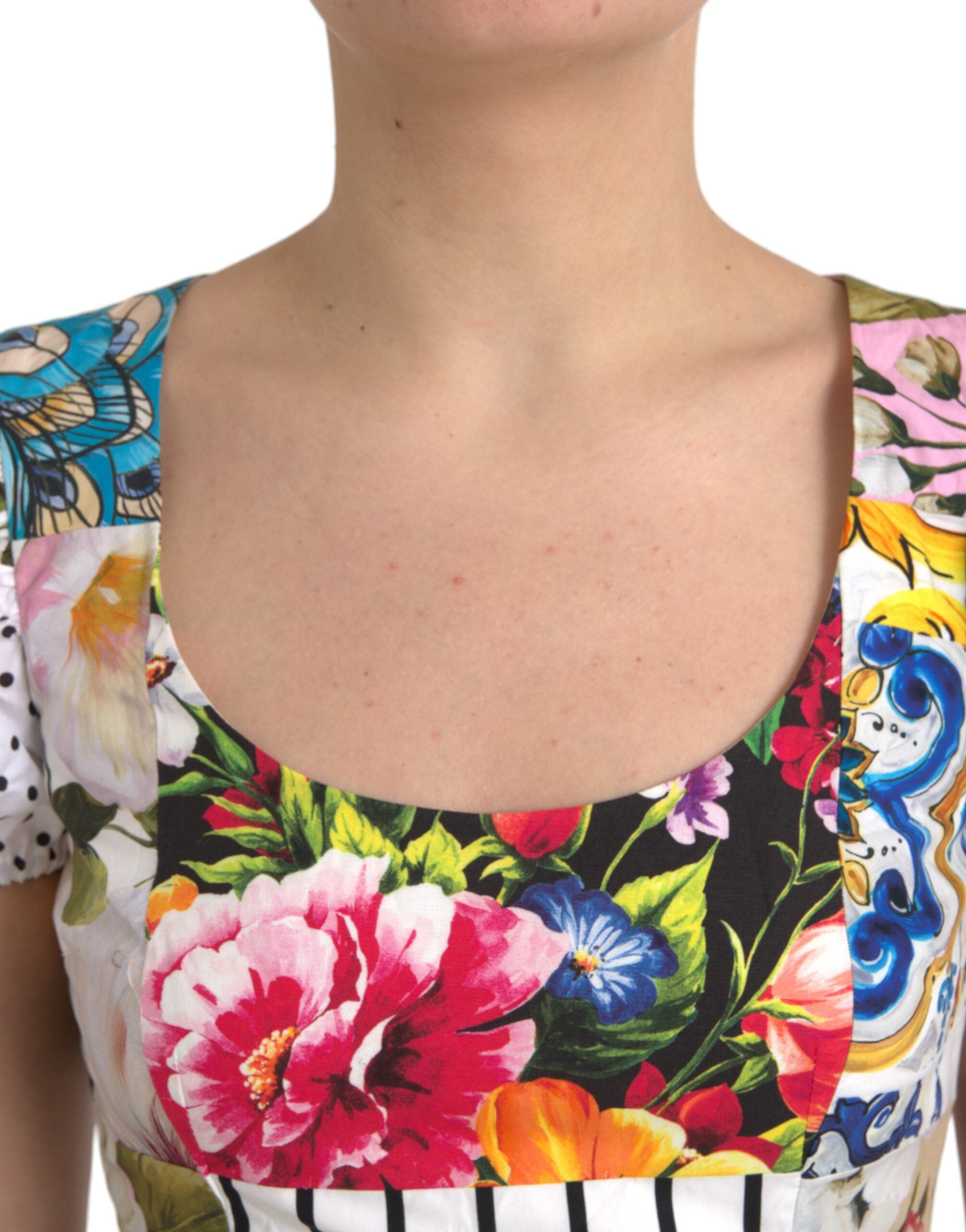 Vestido mini de algodón con patchwork multicolor de Dolce & Gabbana Aline-5