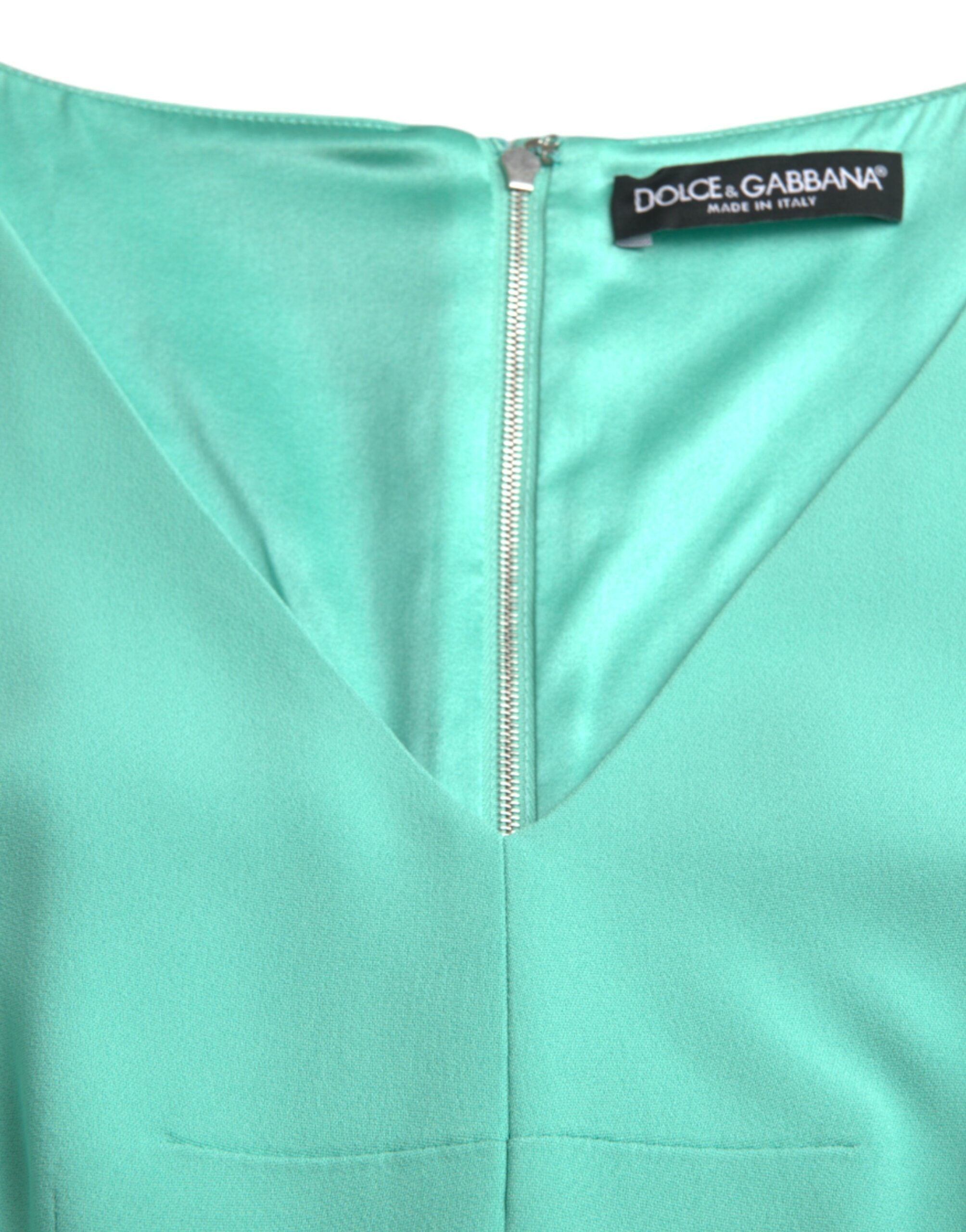 Dolce & Gabbana Green sleeveless bodycon midi dress in viscose-6