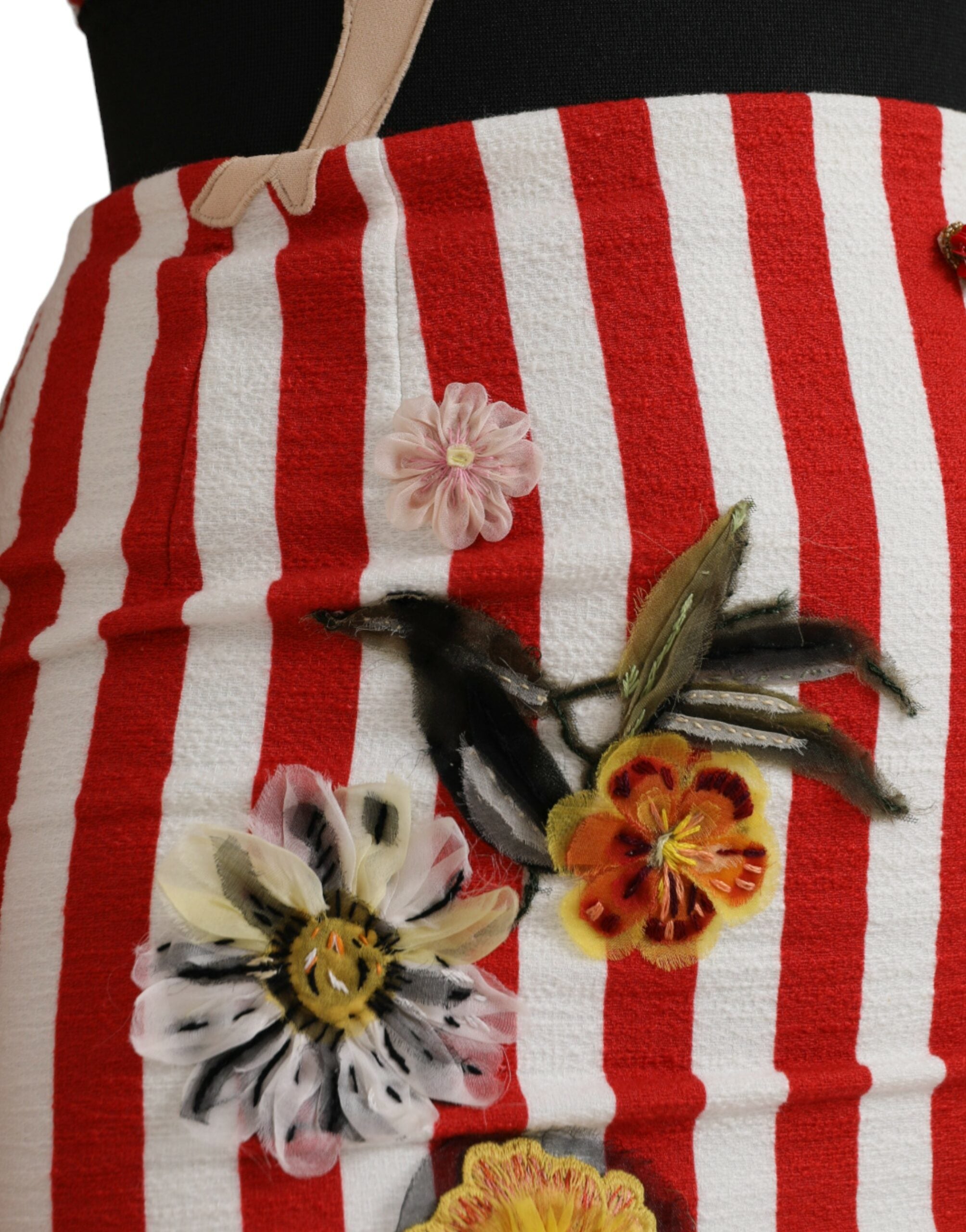 Dolce & Gabbana Red and white floral sleeveless midi dress-4