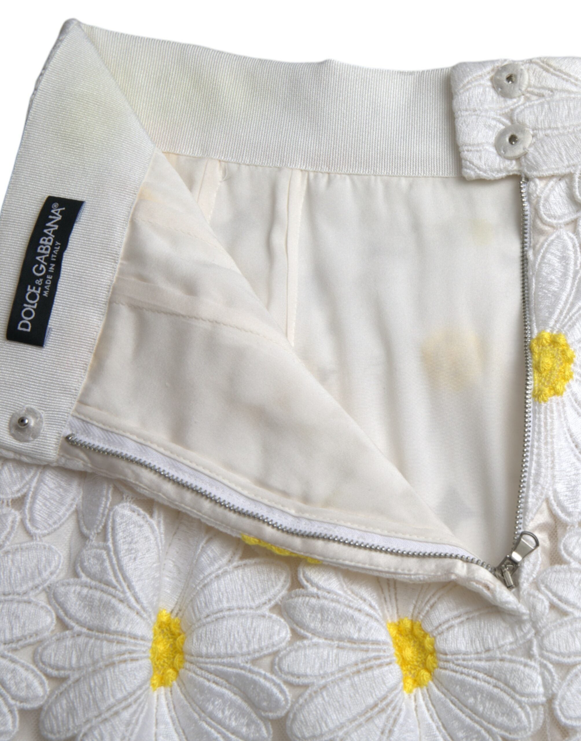 Falda tubo recta con encaje y estampado floral blanco de Dolce & Gabbana-6
