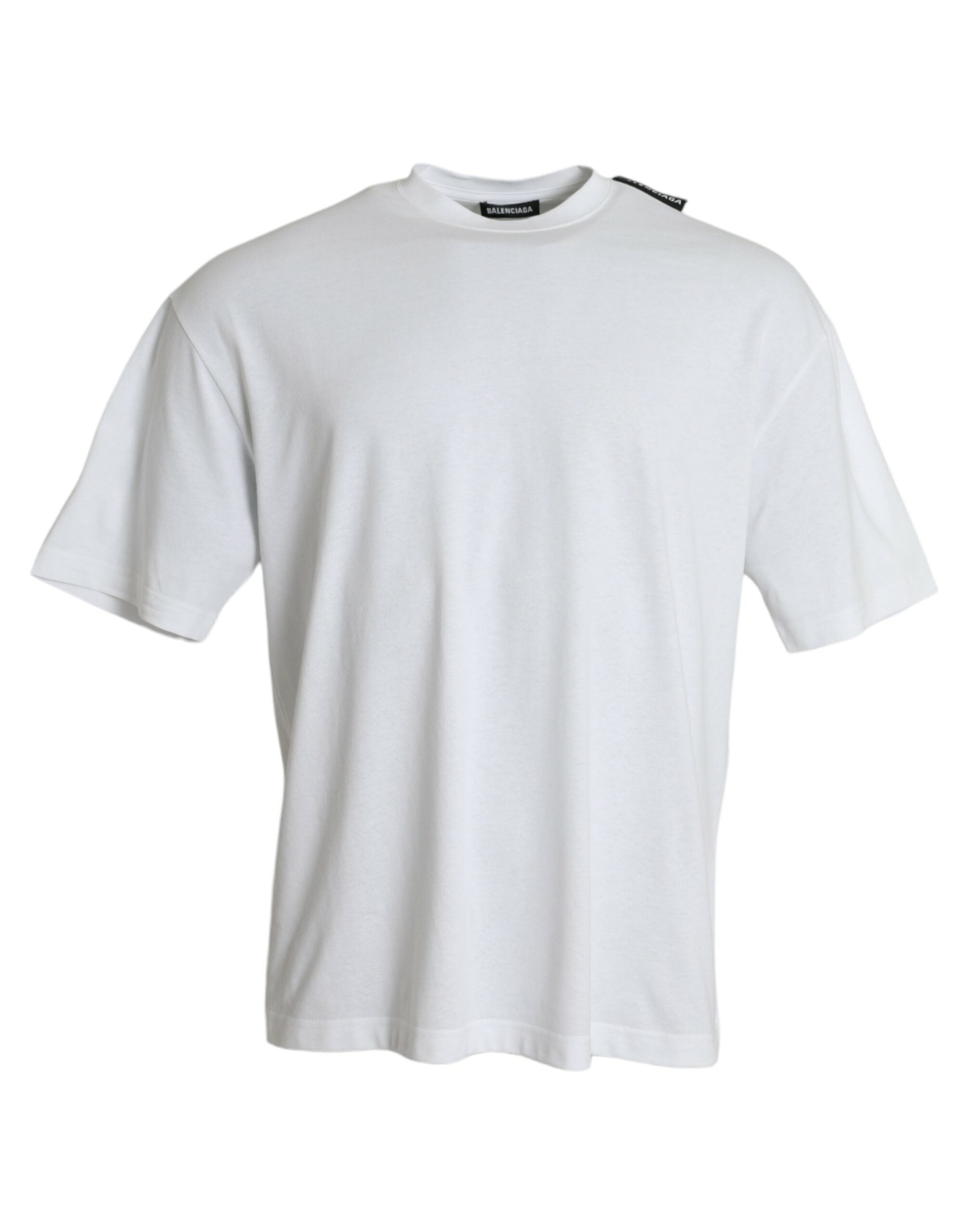 Balenciaga Weißes T-Shirt aus Baumwoll-Jersey mit Rundhalsausschnitt-1