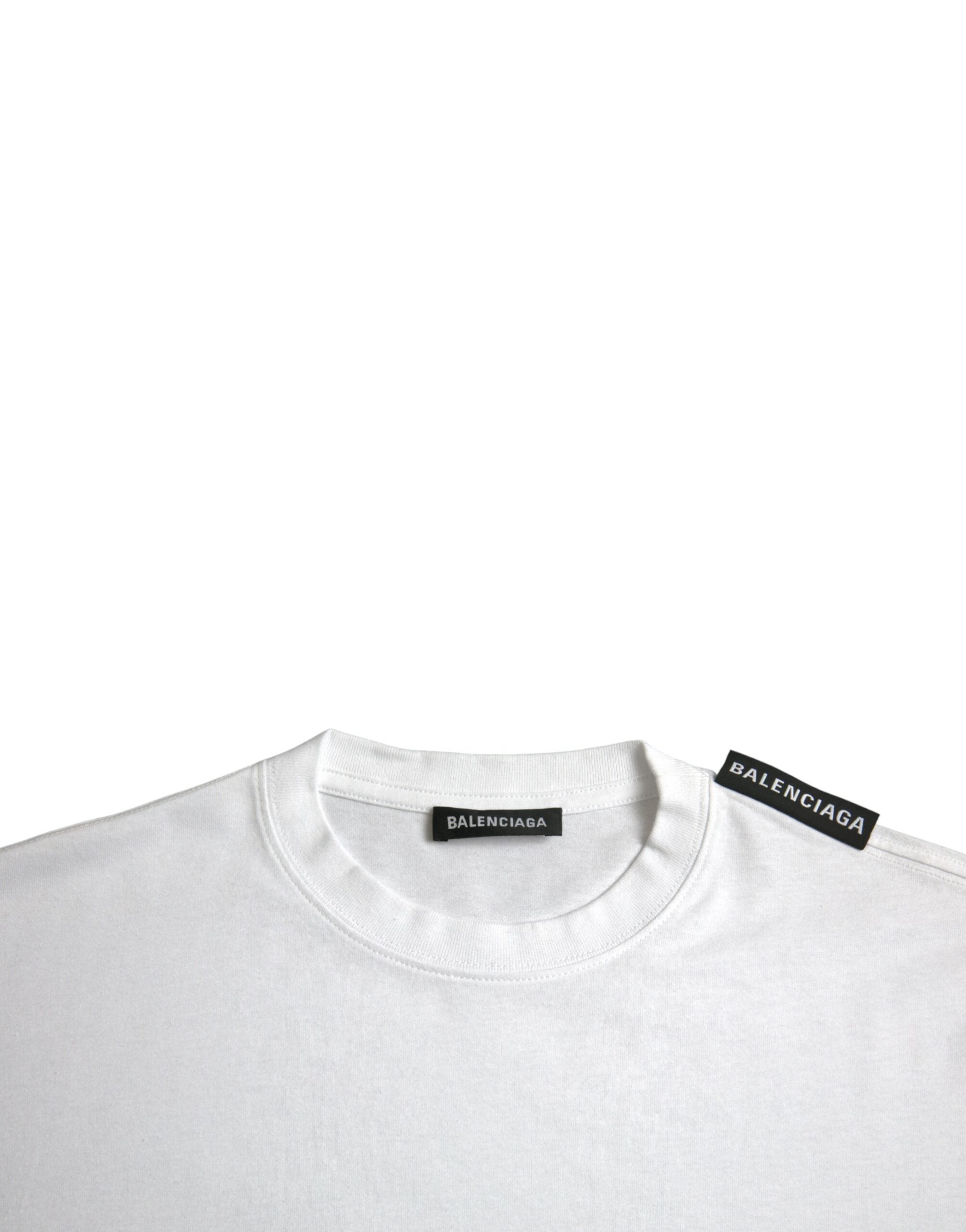 Balenciaga Weißes T-Shirt aus Baumwoll-Jersey mit Rundhalsausschnitt-4