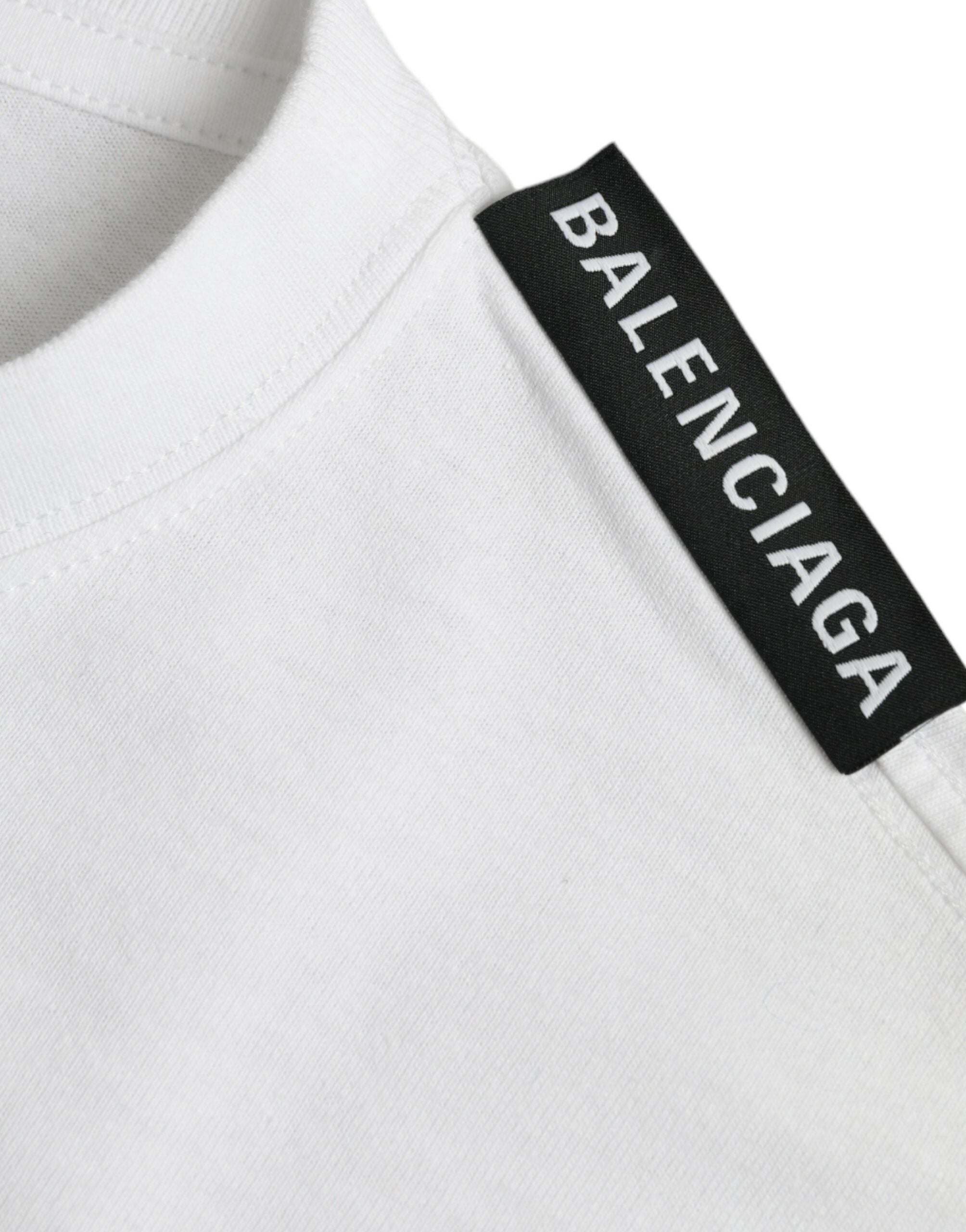 Balenciaga Weißes T-Shirt aus Baumwoll-Jersey mit Rundhalsausschnitt-5
