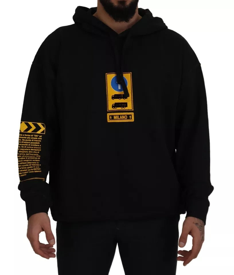 Dolce & Gabbana Schwarzes Baumwoll-Logo-Sweatshirt mit Kapuze Pullover-2