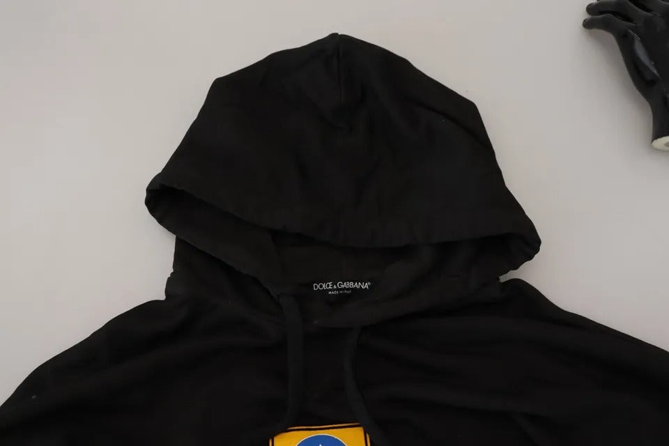 Dolce & Gabbana Schwarzes Baumwoll-Logo-Sweatshirt mit Kapuze Pullover-7