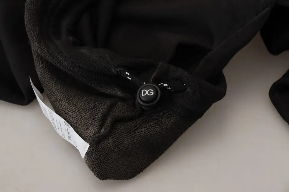 Dolce & Gabbana Schwarzes Baumwoll-Logo-Sweatshirt mit Kapuze Pullover-8