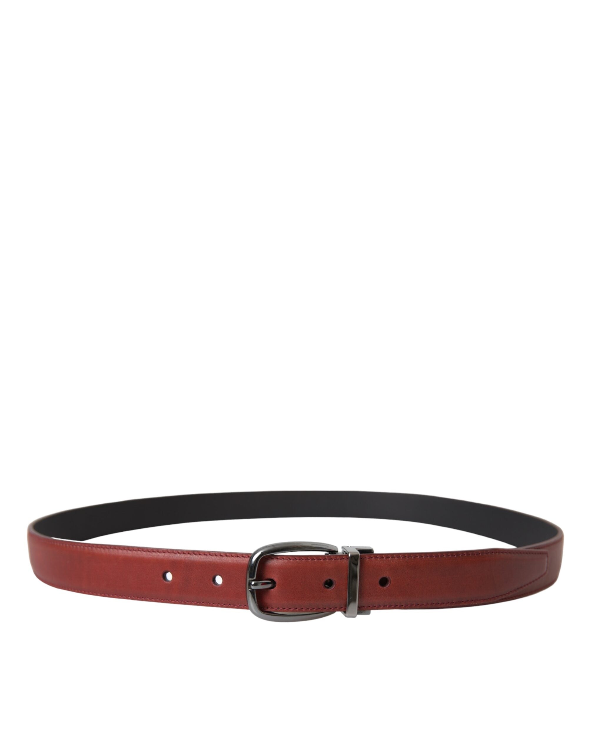 Dolce & Gabbana Brown Leather Silver Metal Buckle Belt Men's-2