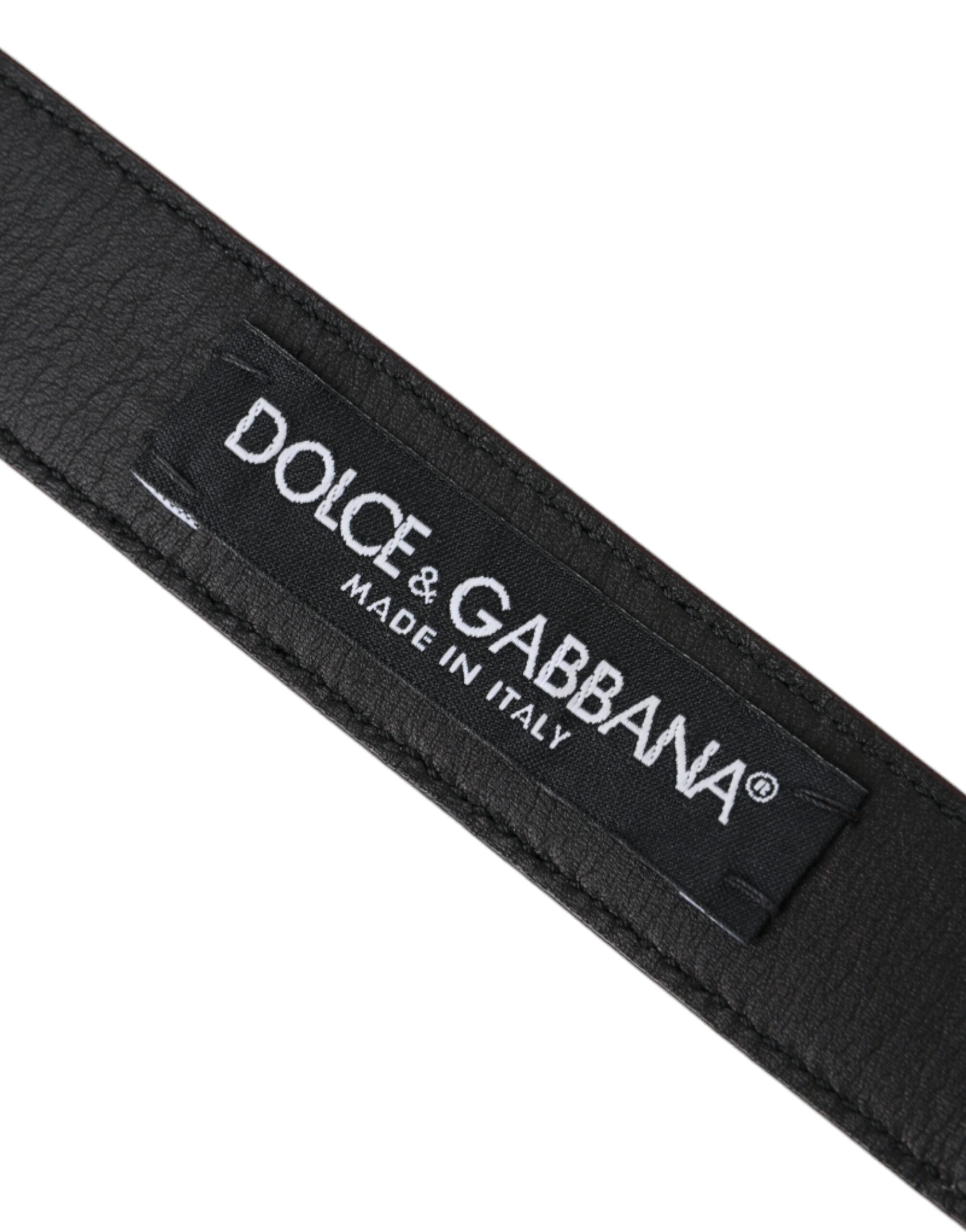 Dolce & Gabbana Brown Leather Silver Metal Buckle Belt Men's-4