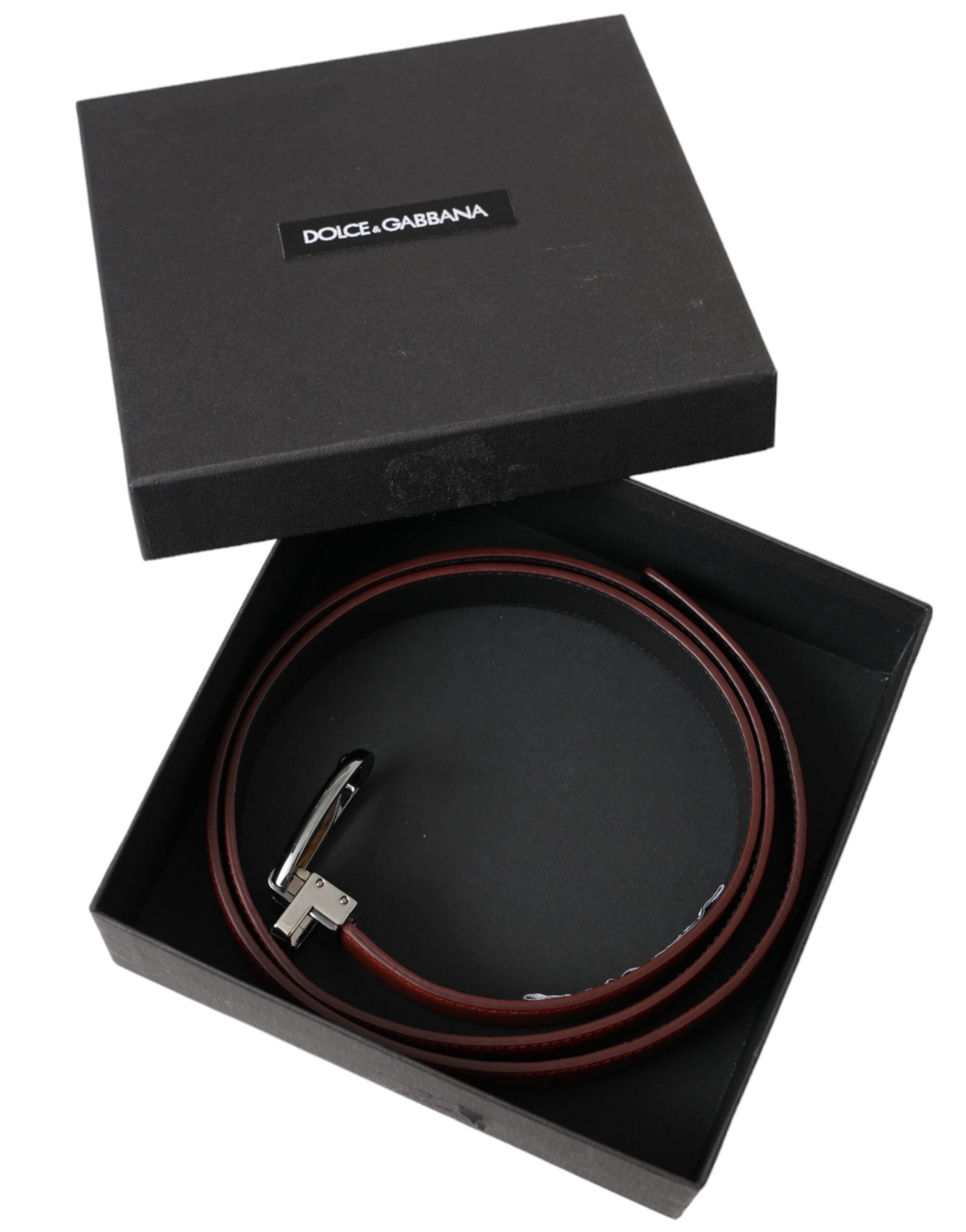 Dolce & Gabbana Brown Leather Silver Metal Buckle Belt Men's-6