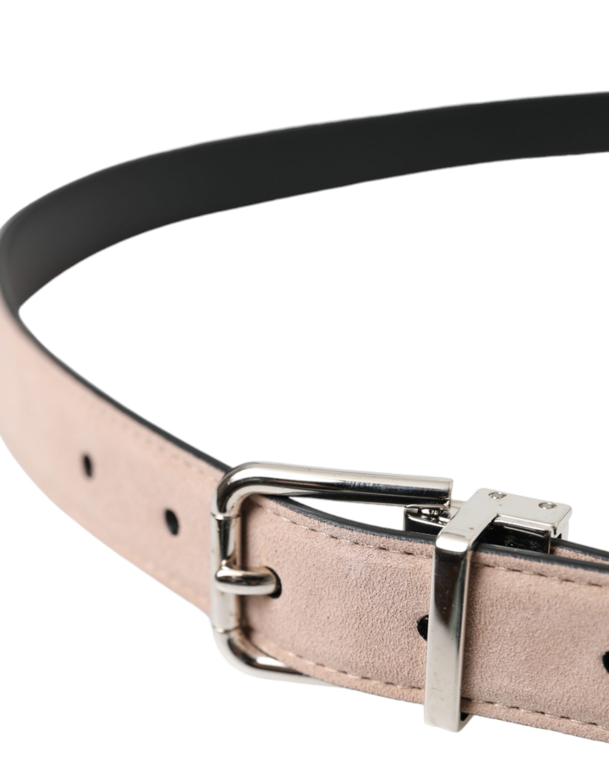 Dolce & Gabbana Beige Wildleder Leder Silber Schnalle Gürtel Männer-3