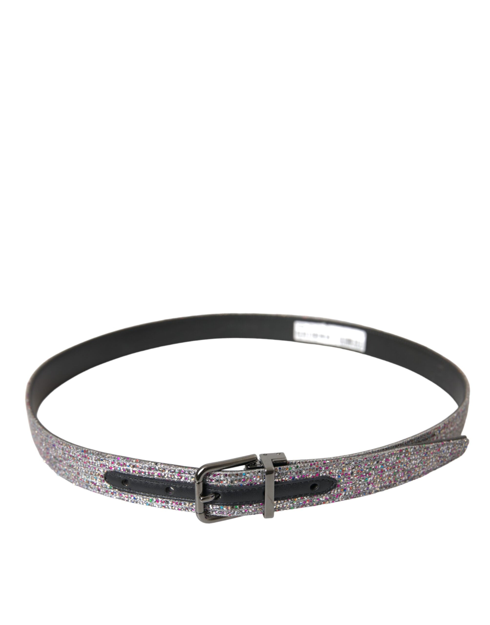 Cinturón multicolor adornado de Dolce & Gabbana con hebilla de metal plateado-2