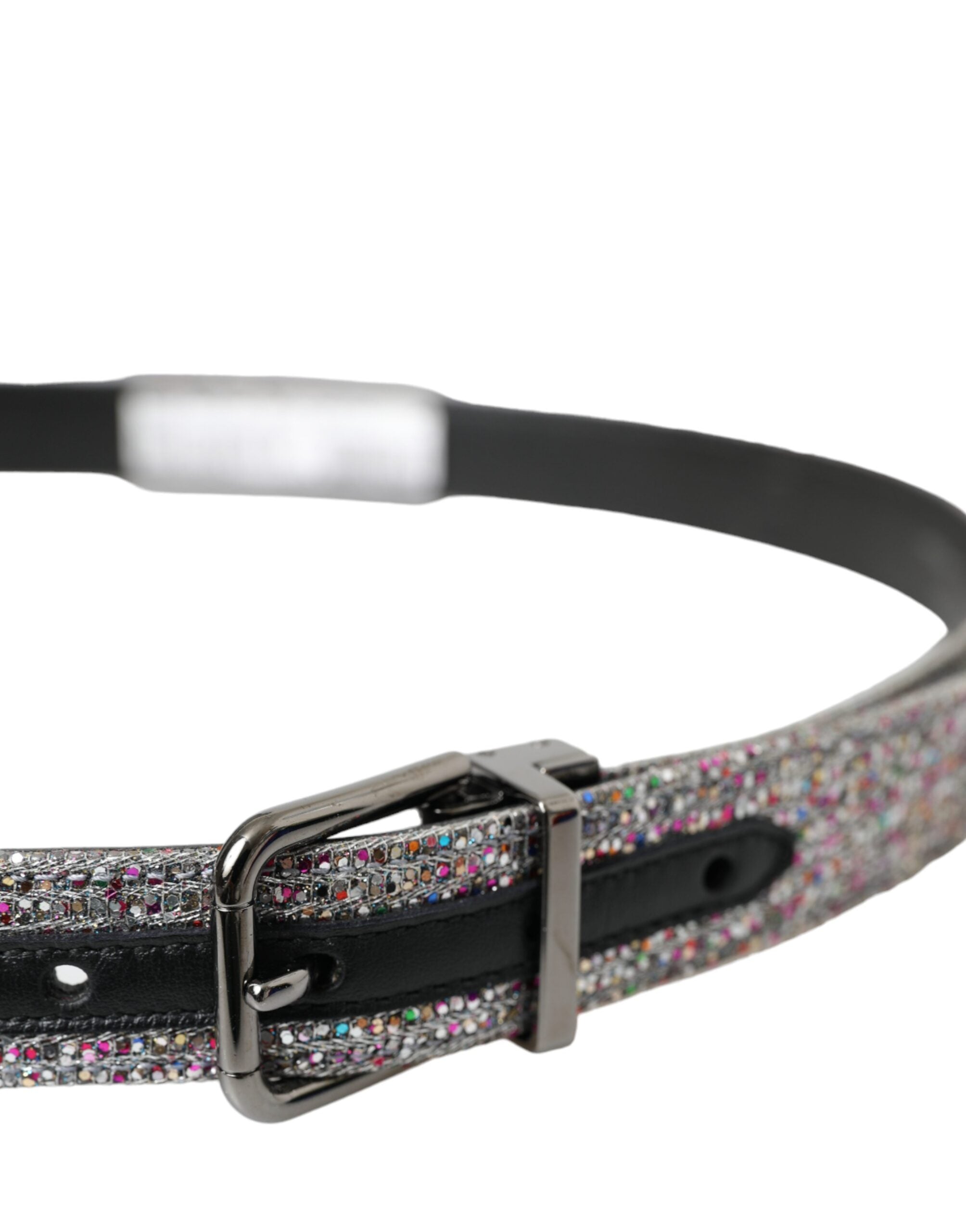 Cinturón multicolor adornado de Dolce & Gabbana con hebilla de metal plateado-3