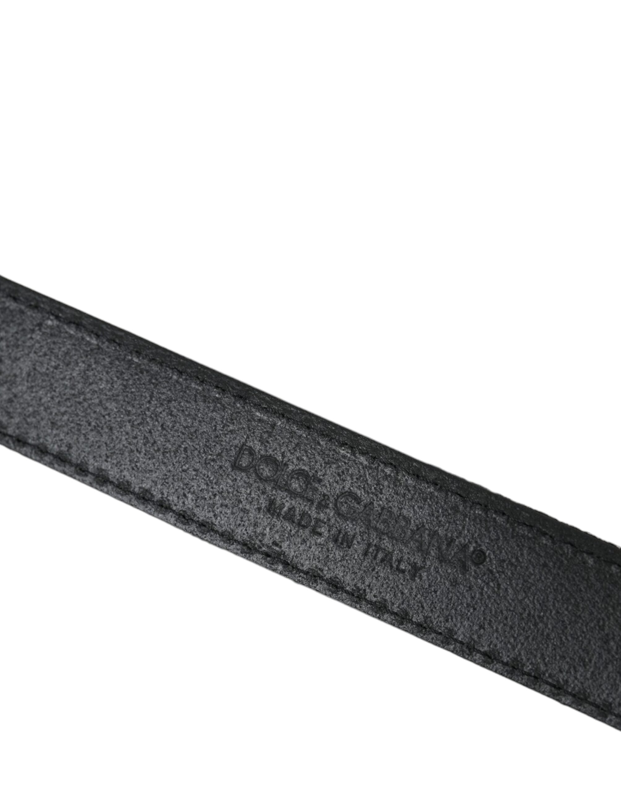 Dolce & Gabbana Schwarzer Jacquard-Streifen Gürtel mit silberner Metallschnalle-4
