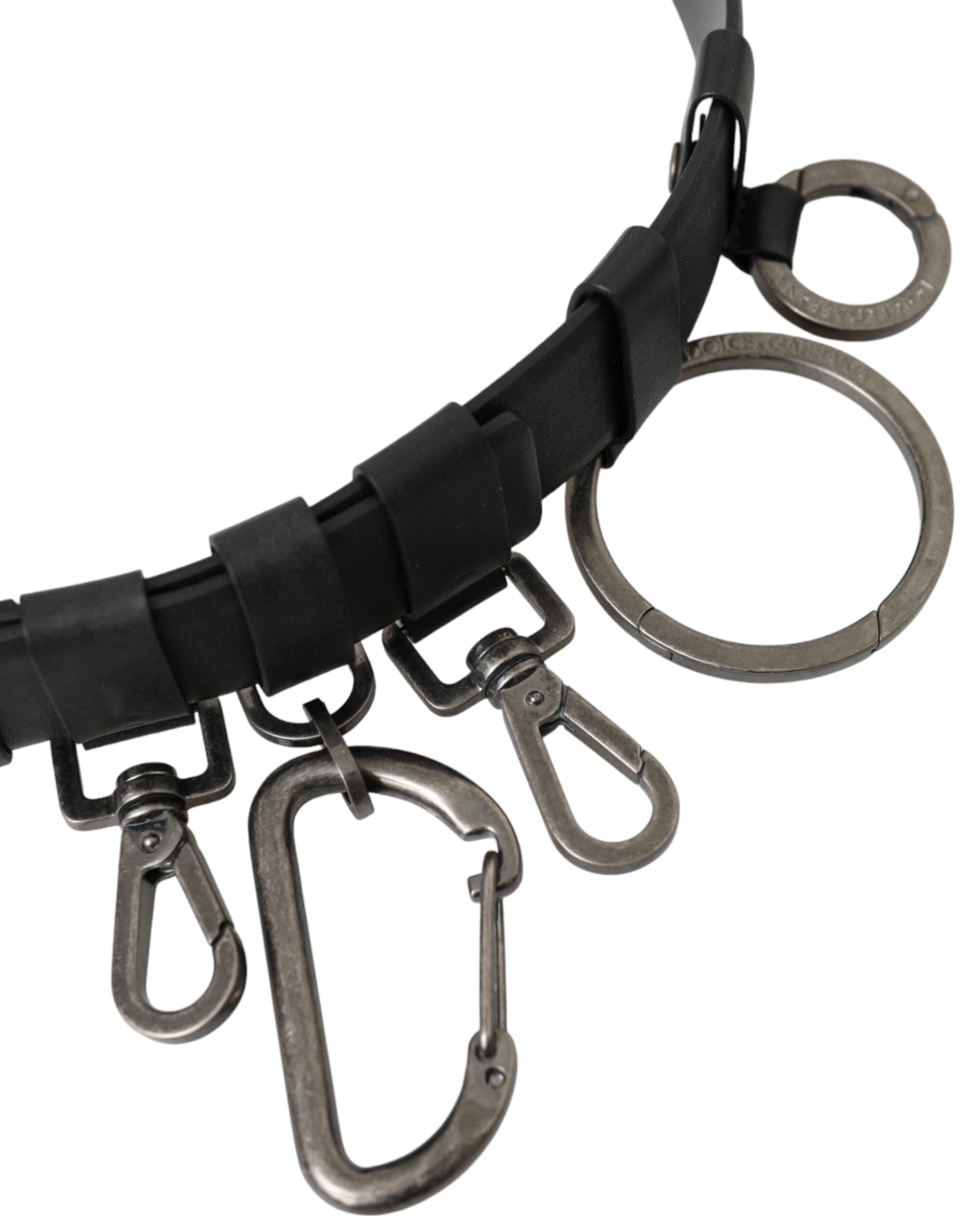 Dolce & Gabbana Black Calfskin Leather Silver Metal Buckle Belt-3