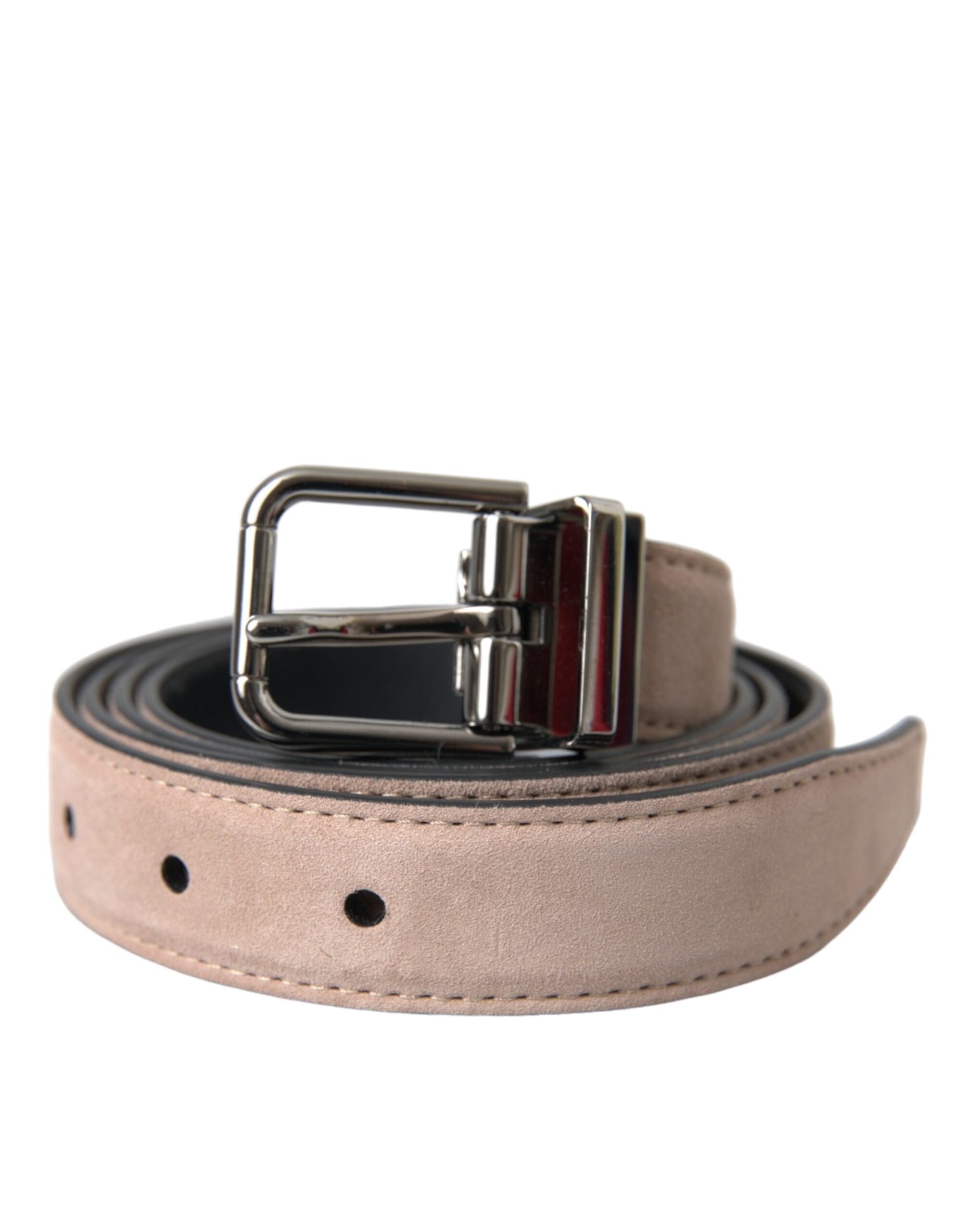 Cinturón de piel de ante beige con hebilla plateada de Dolce & Gabbana para hombre-2