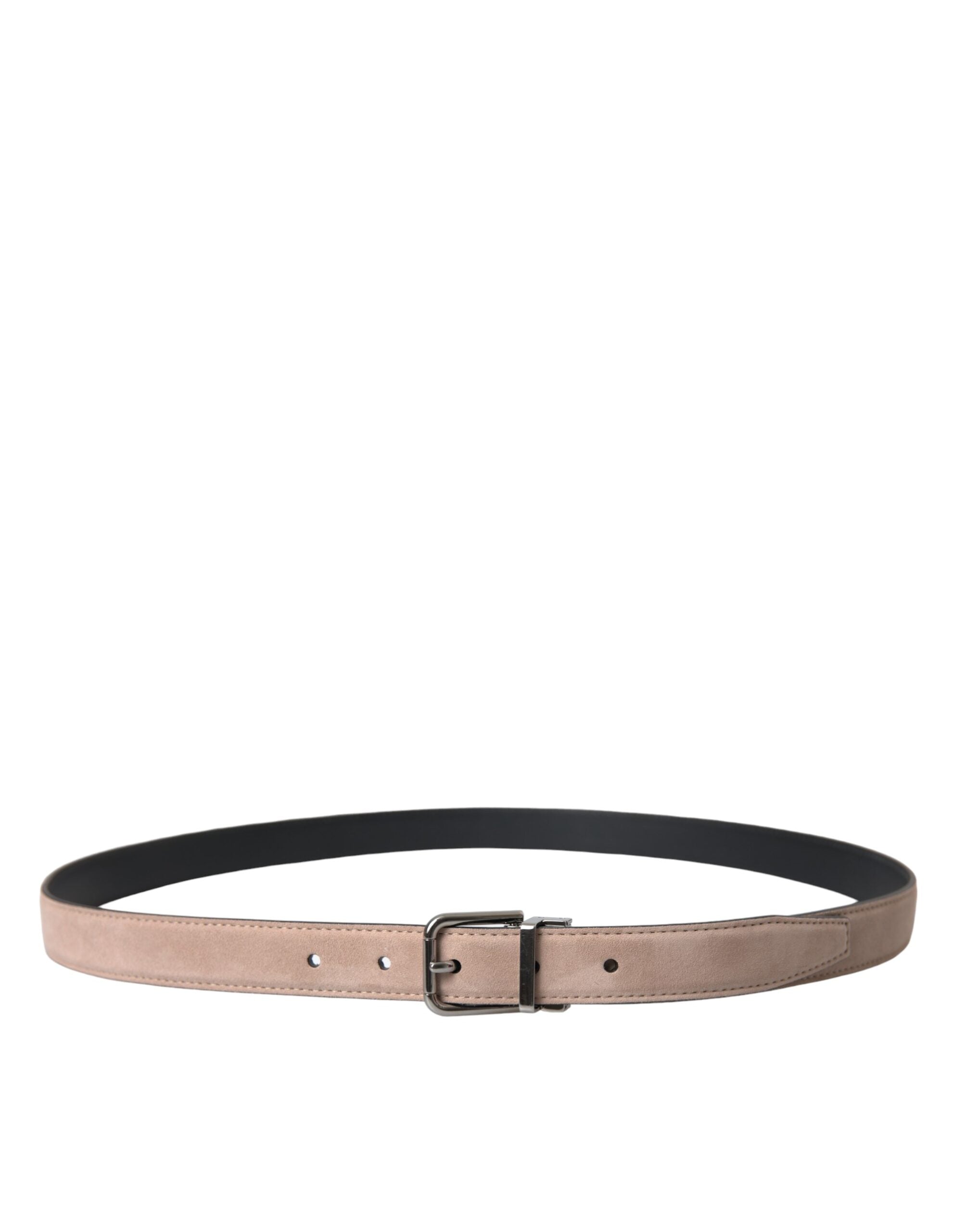 Cinturón de piel de ante beige con hebilla plateada de Dolce & Gabbana para hombre-3