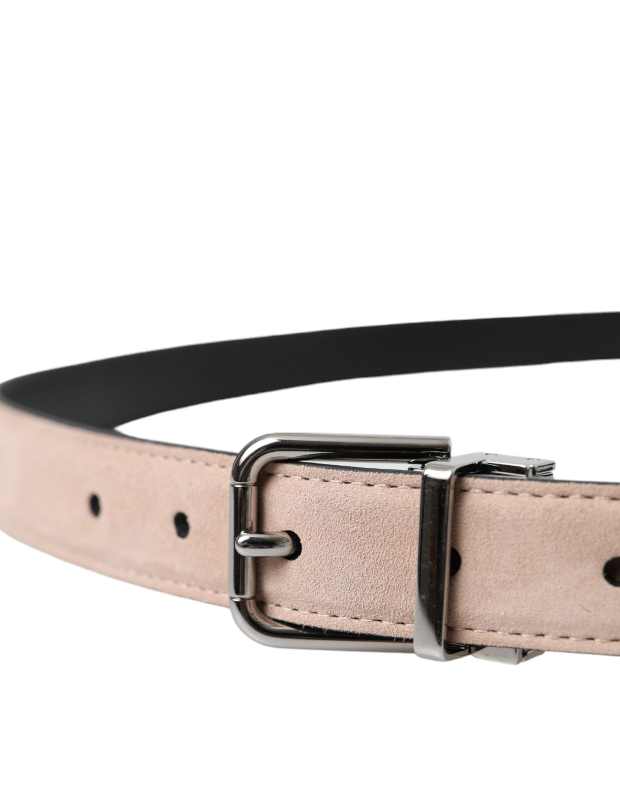 Cinturón de piel de ante beige con hebilla plateada de Dolce & Gabbana para hombre-4
