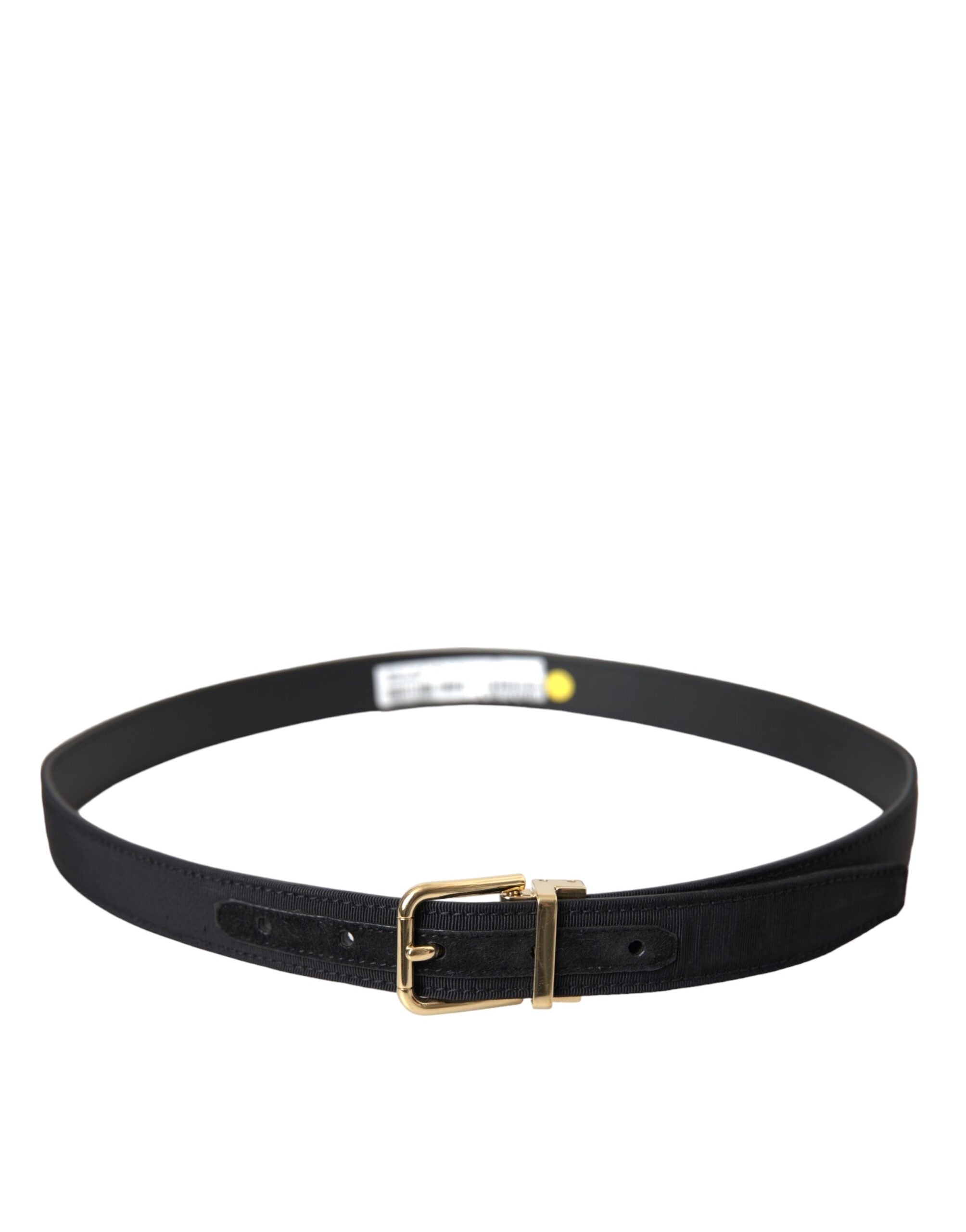 Dolce & Gabbana Black Gros Grain Gold Metal Buckle Belt Men's-2