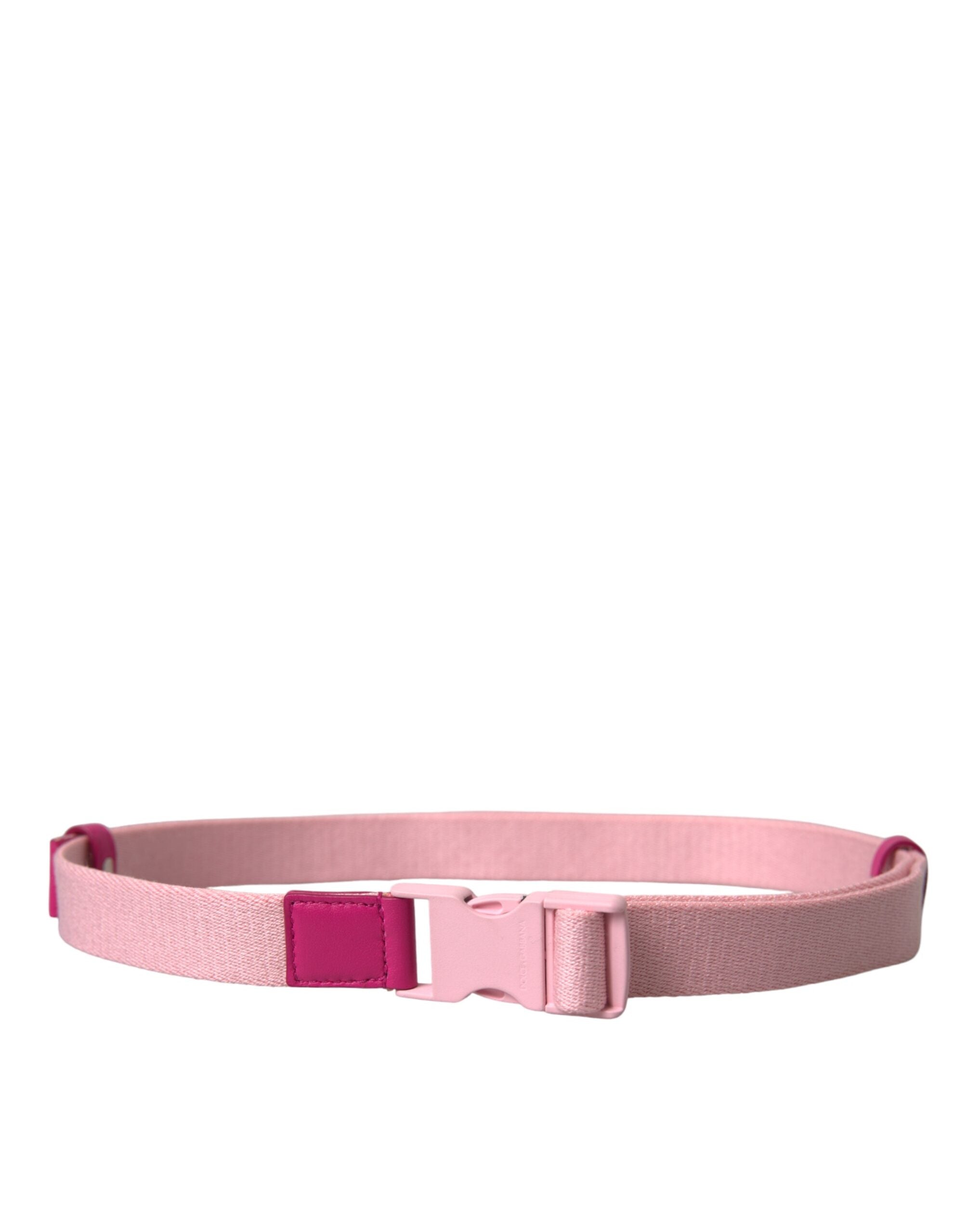 Dolce & Gabbana Pink Canvas Stretch Plastic Buckle Women's Belt-2