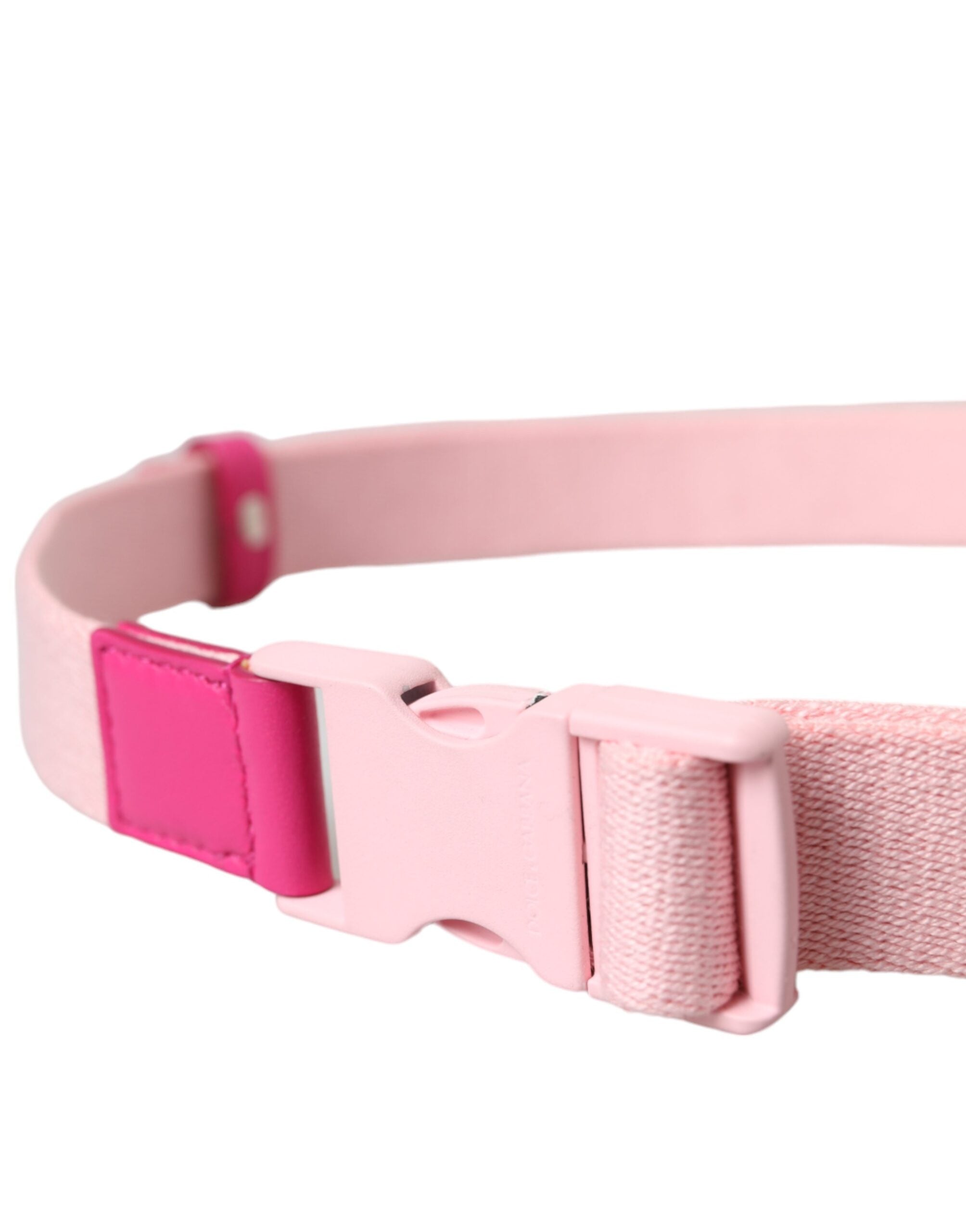 Dolce & Gabbana Pink Canvas Stretch Plastic Buckle Women's Belt-3