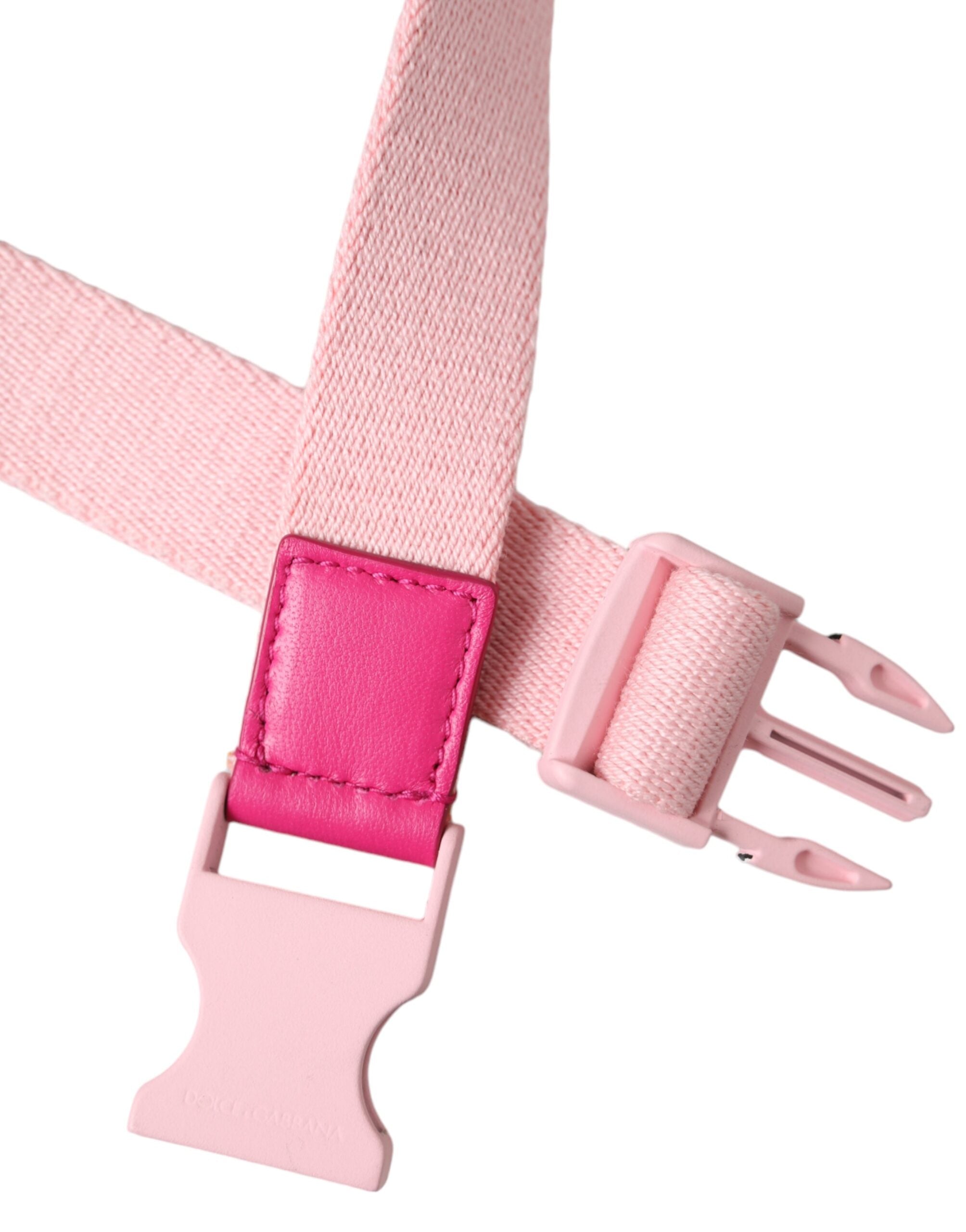 Dolce & Gabbana Pink Canvas Stretch Plastic Buckle Women's Belt-4