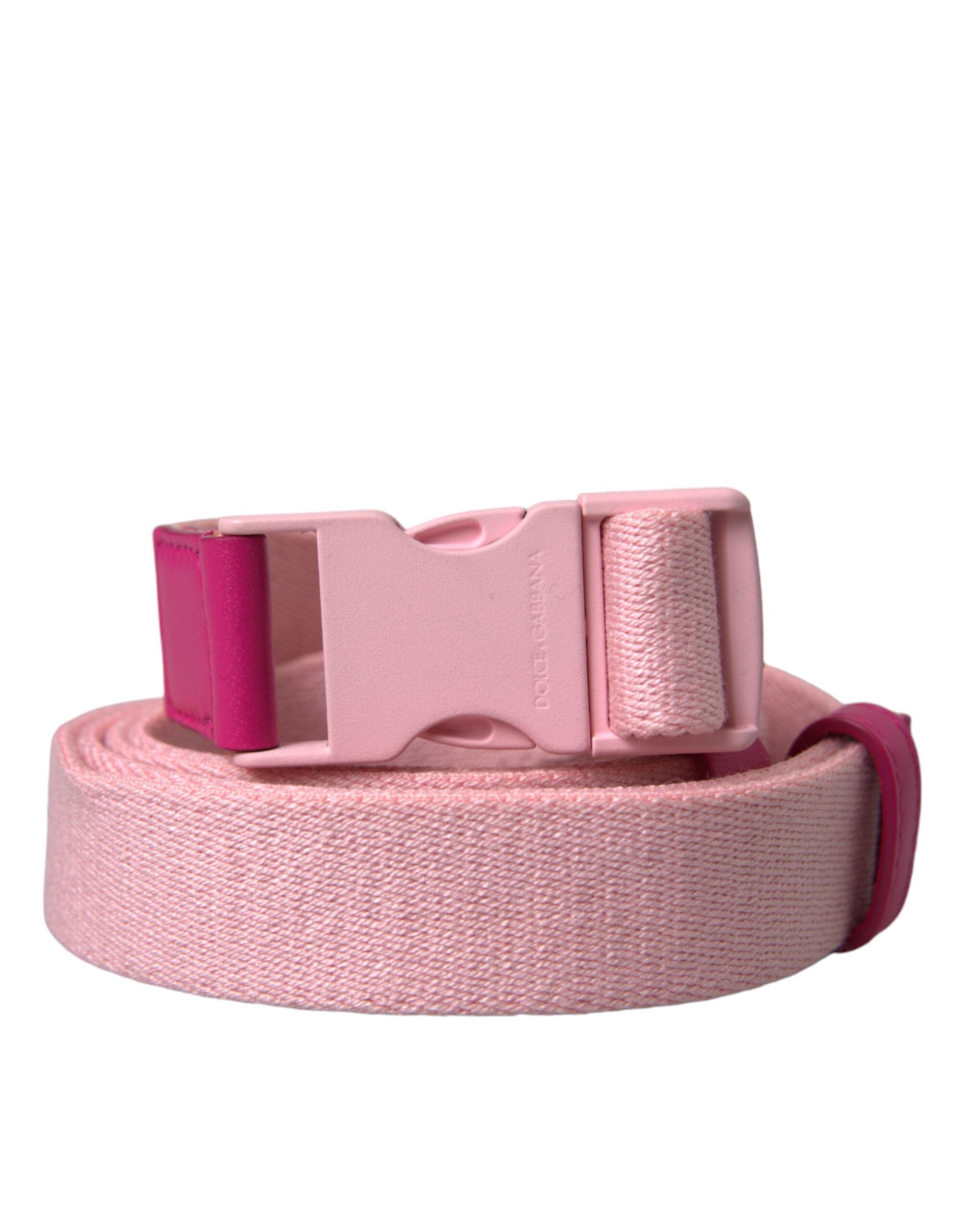 Dolce & Gabbana Pink Canvas Stretch Plastic Buckle Women's Belt-5
