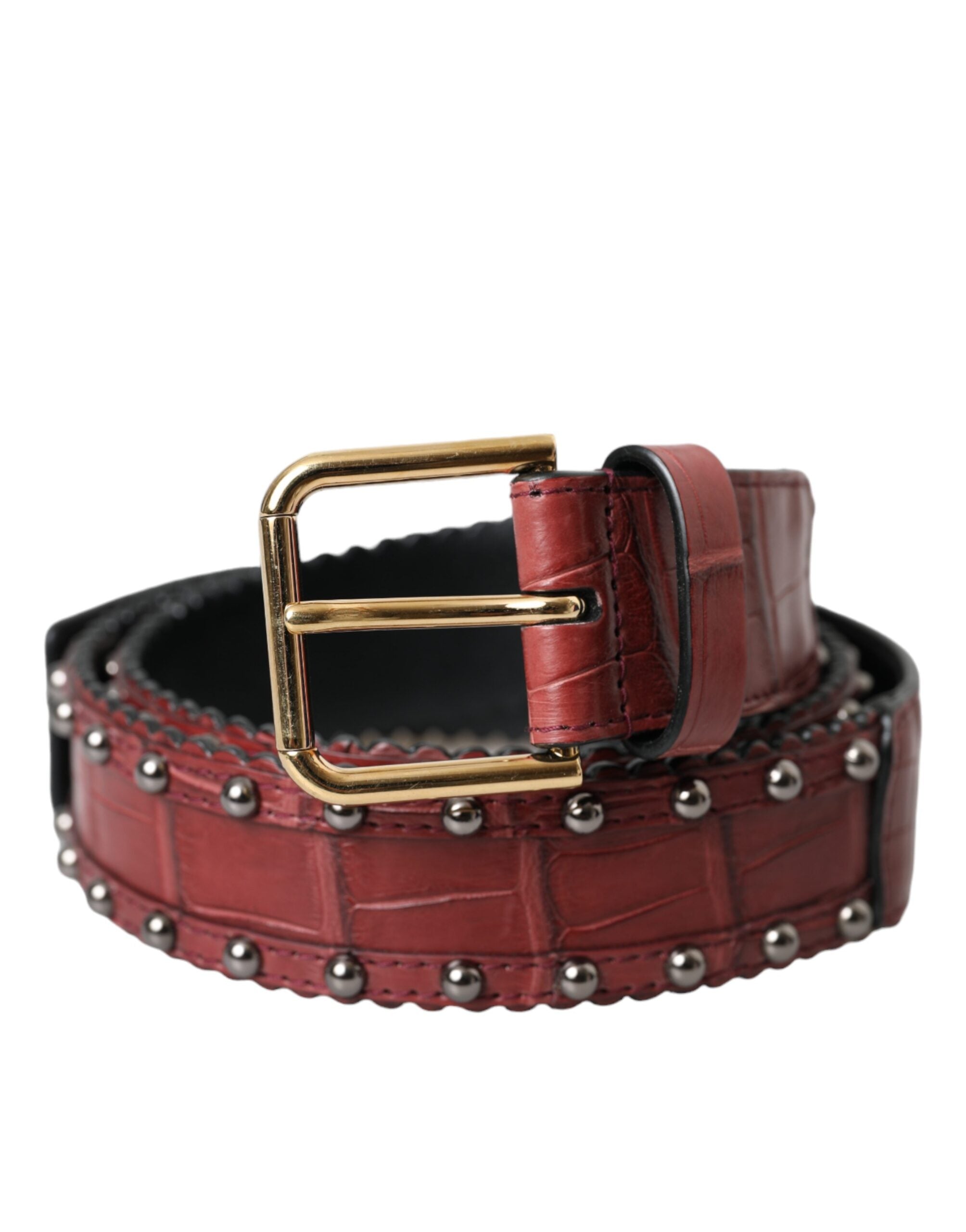 Dolce & Gabbana brown alligator leather belt with metal buckle