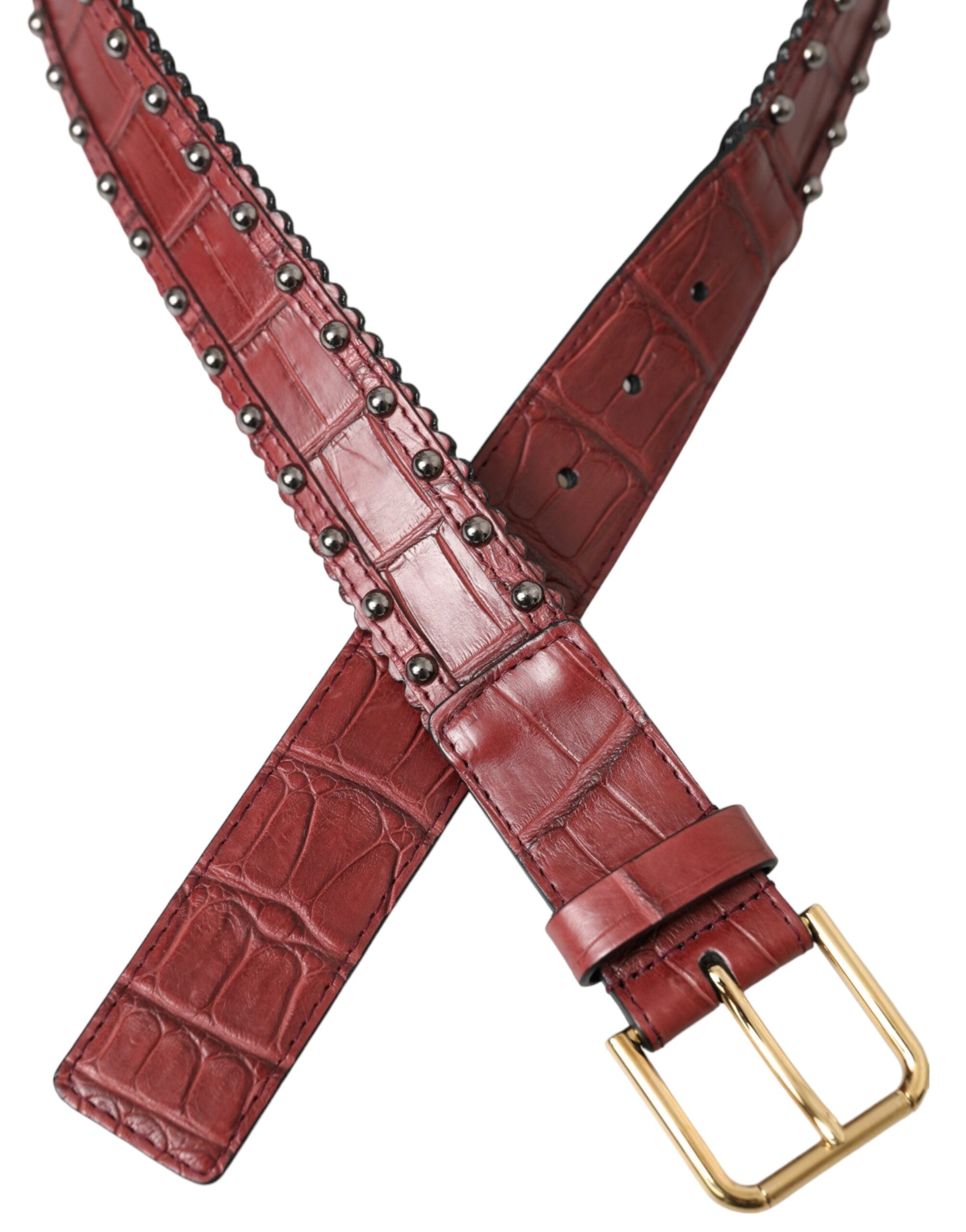 Dolce & Gabbana brown alligator leather belt with metal buckle-4