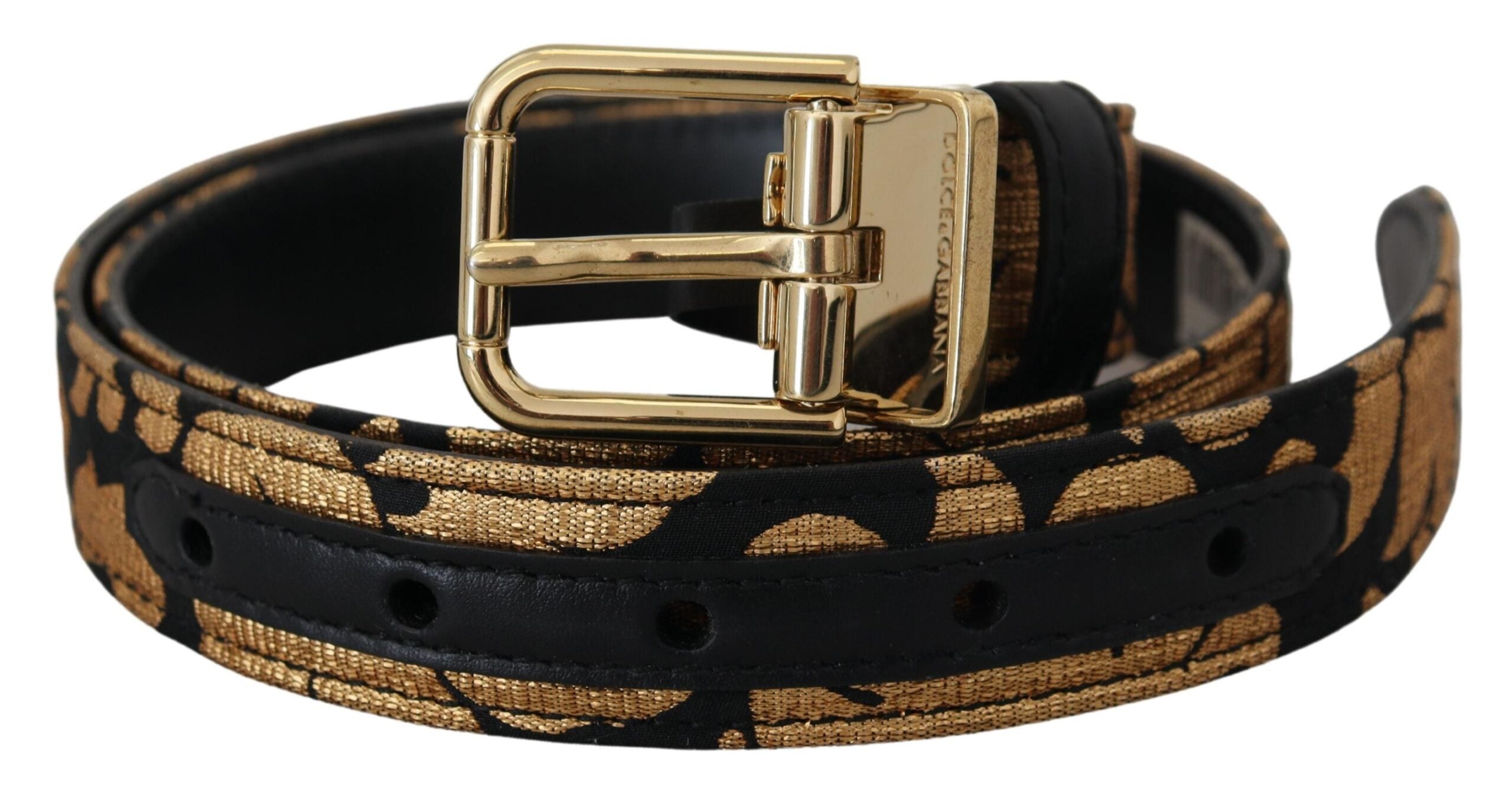 Dolce & Gabbana Multicolor Jacquard Leather Logo Buckle Belt-1