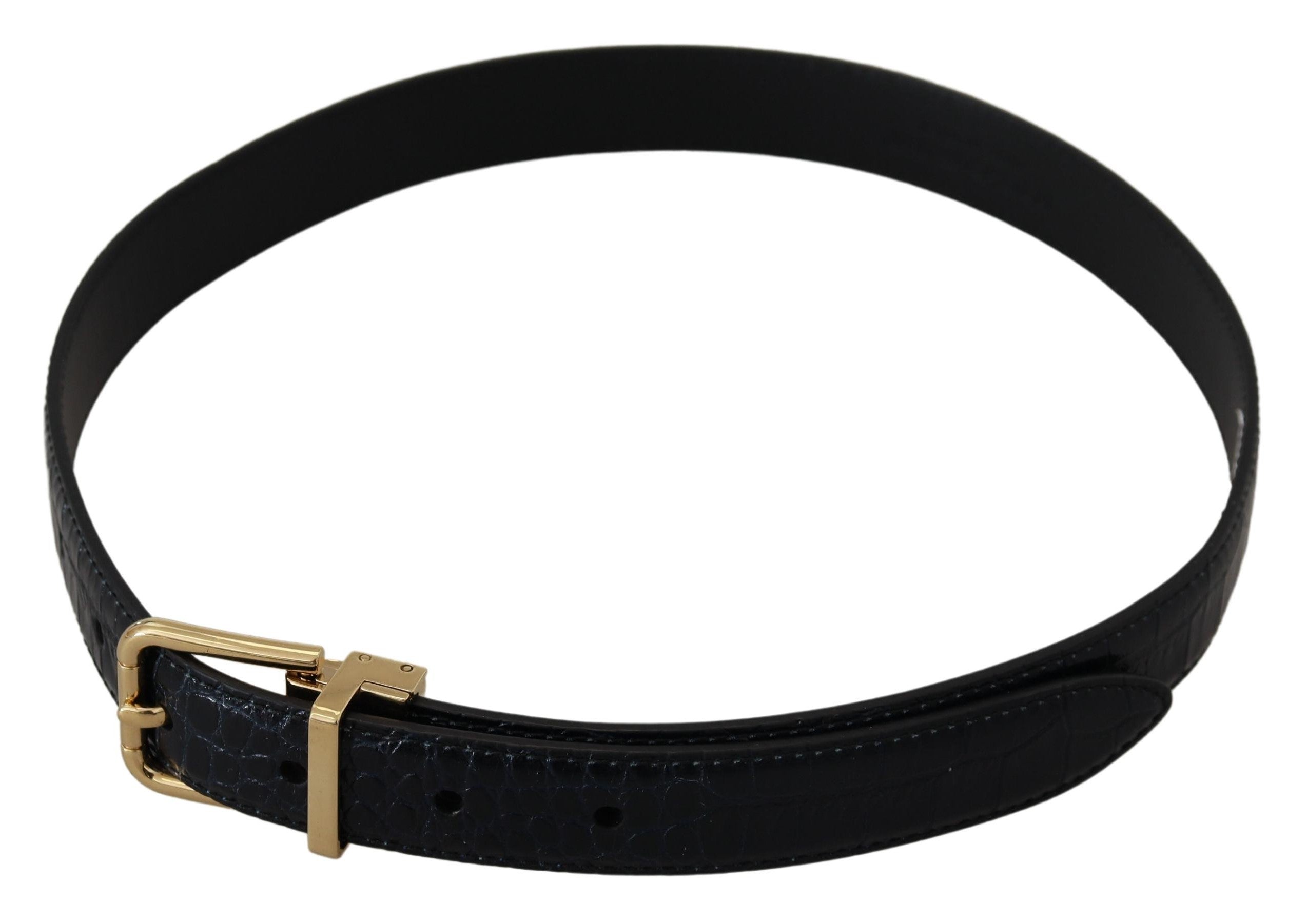 Dolce & Gabbana Black Exotic Leather Belt with Gold Metal Buckle-4