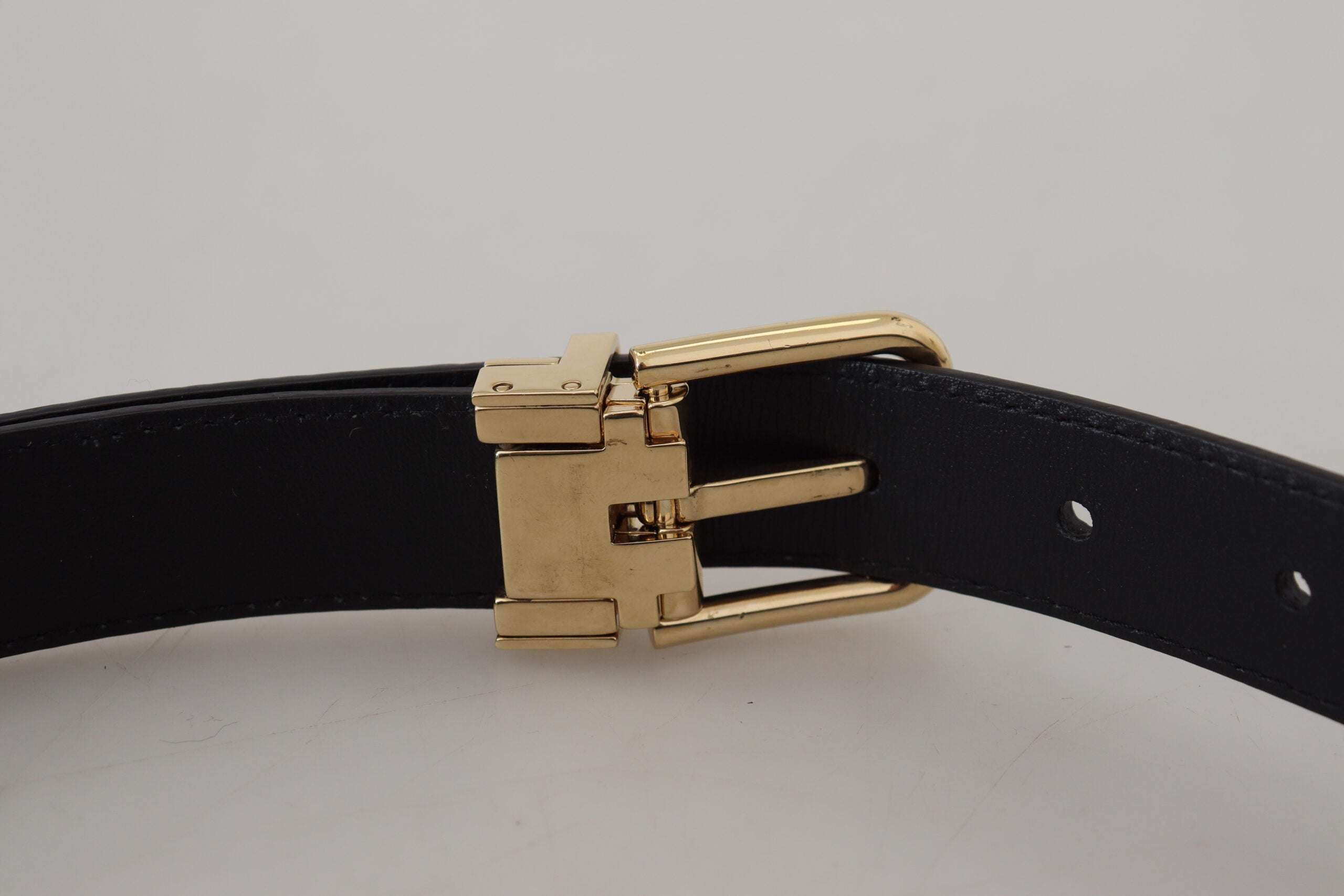 Dolce & Gabbana Black Exotic Leather Belt with Gold Metal Buckle-6