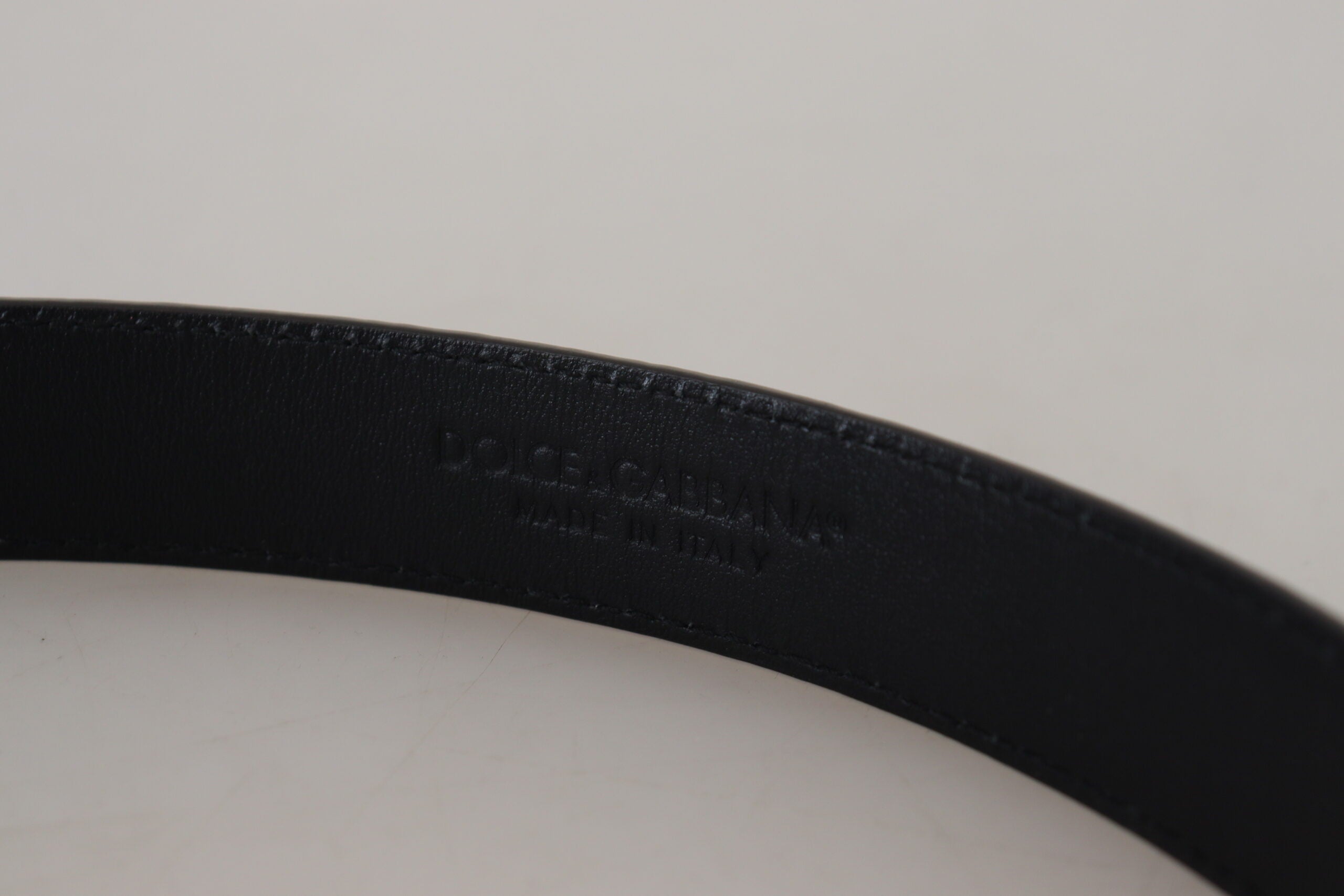 Dolce & Gabbana Black Exotic Leather Belt with Gold Metal Buckle-7