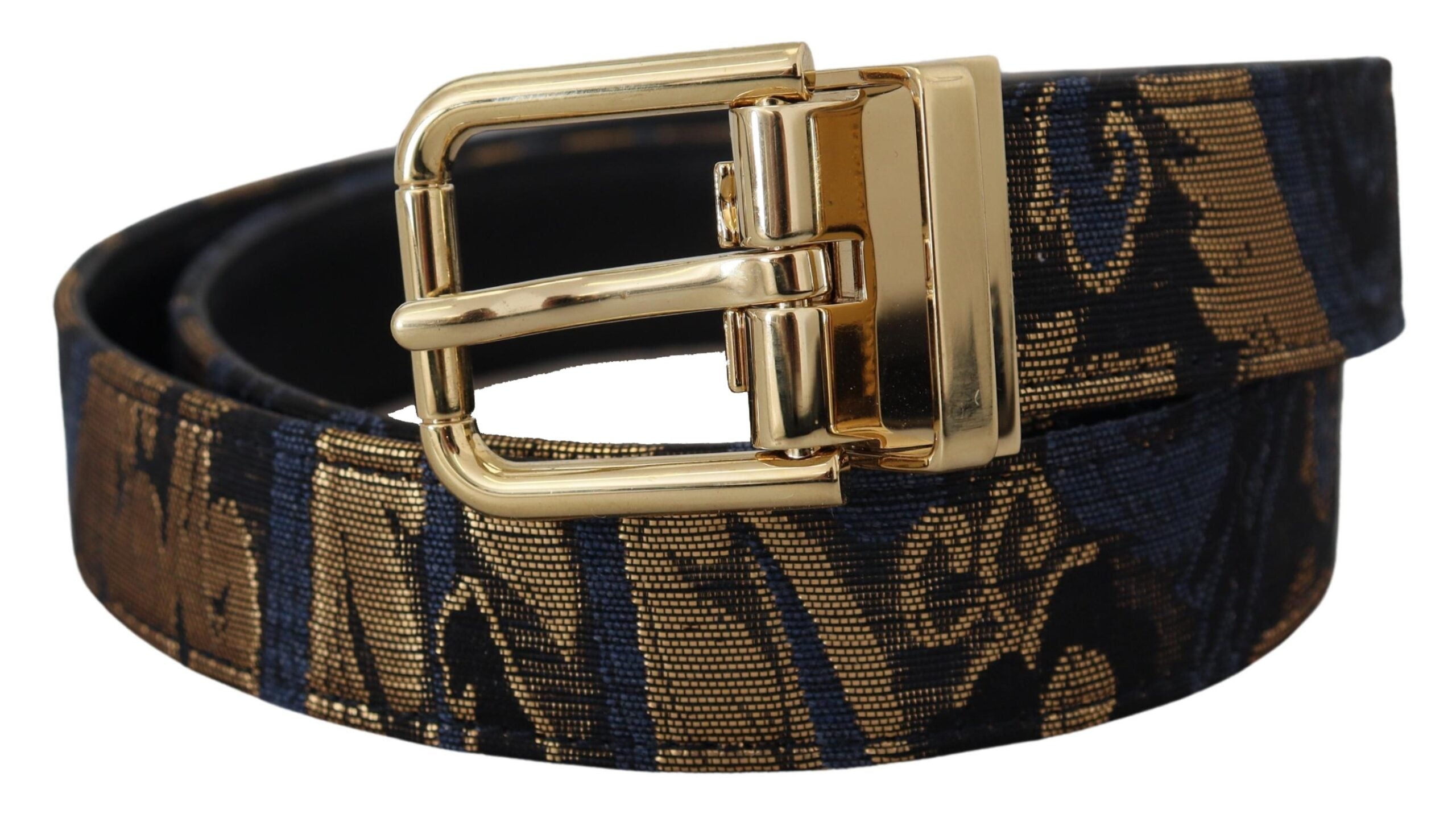 Dolce & Gabbana Multicolor Jacquard Leather Logo Buckle Belt-3