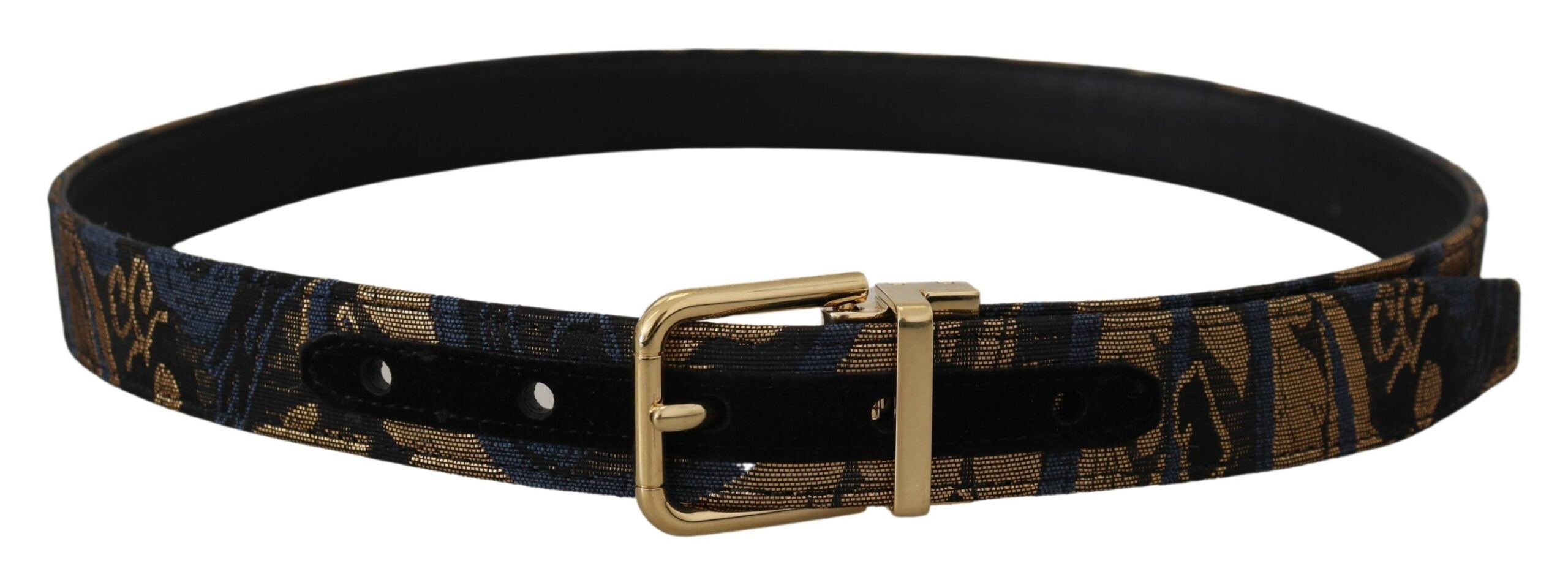 Dolce & Gabbana Multicolor Jacquard Leather Logo Buckle Belt-4