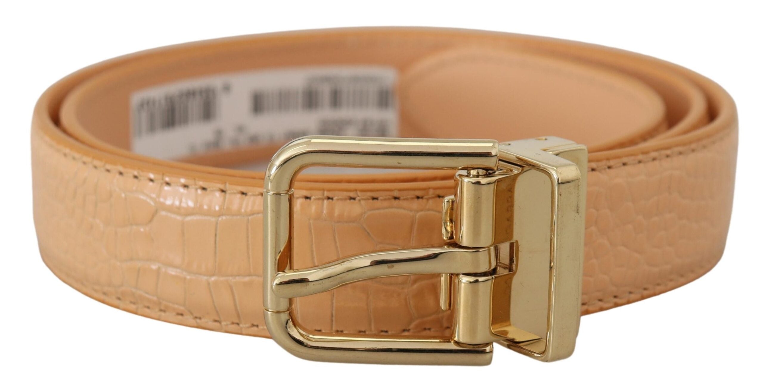 Cinturón de piel exótica beige con hebilla de metal dorado de Dolce & Gabbana-2