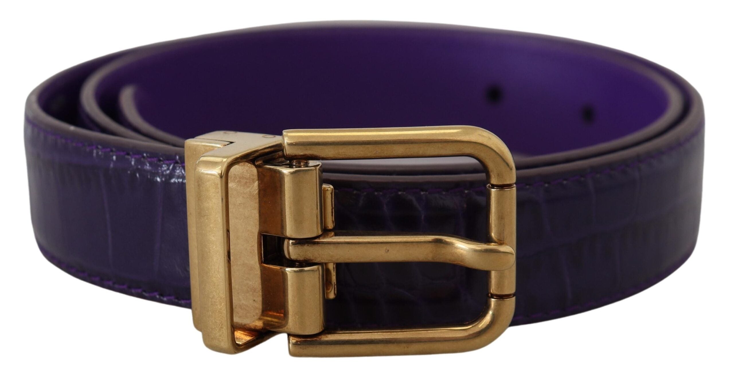 Dolce & Gabbana Lila Exotic Leather Gold Metal Buckle Belt-2