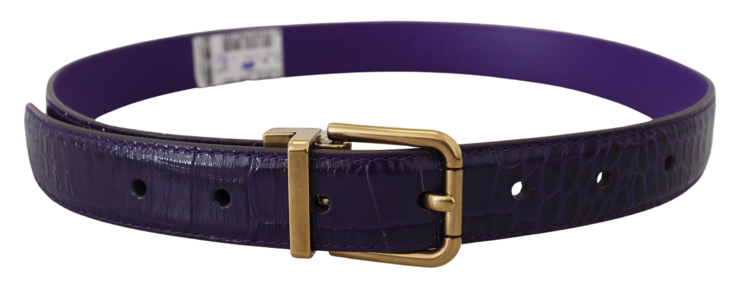 Dolce & Gabbana Lila Exotic Leather Gold Metal Buckle Belt-4
