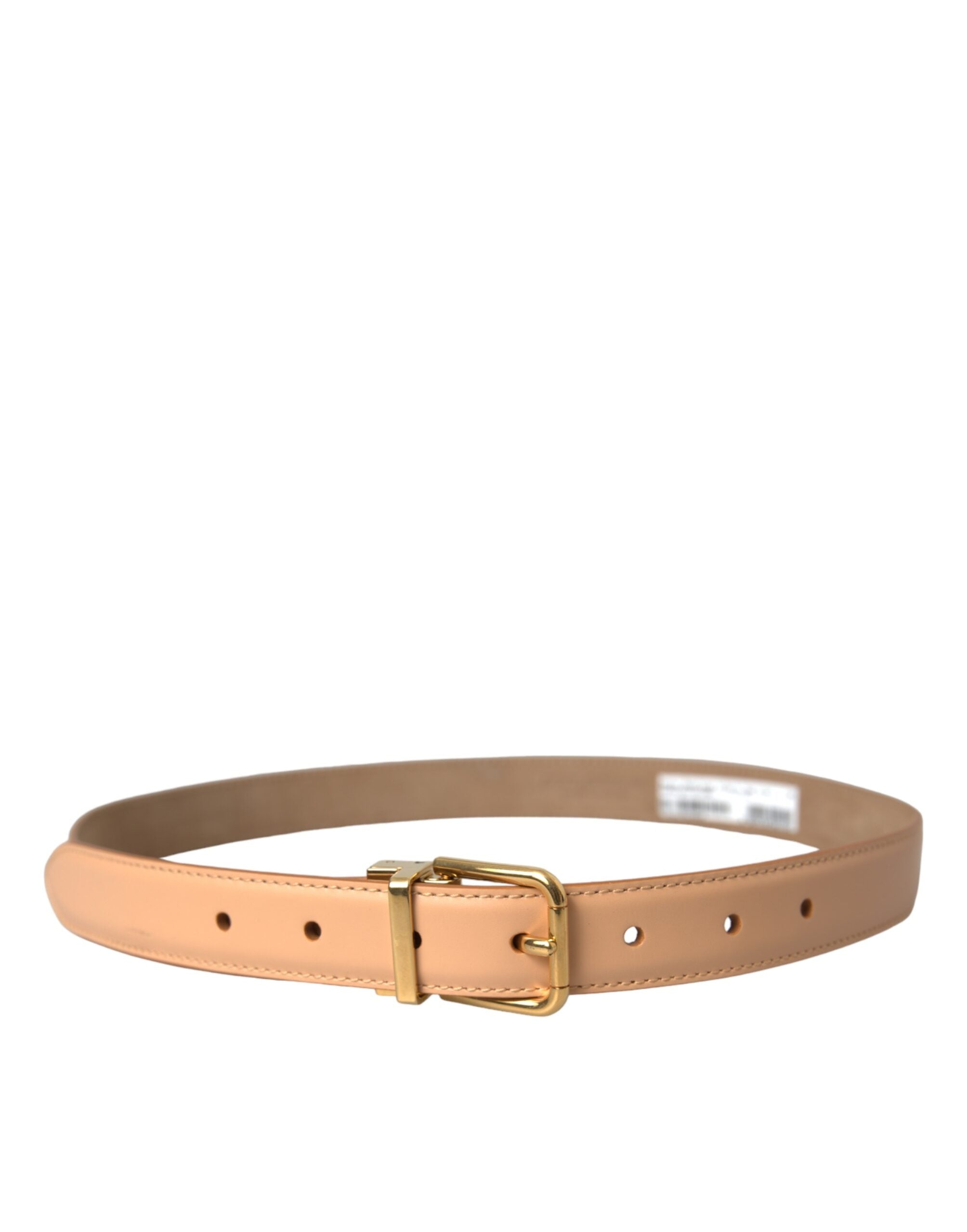 Dolce & Gabbana beige calfskin leather belt with gold metal buckle-2