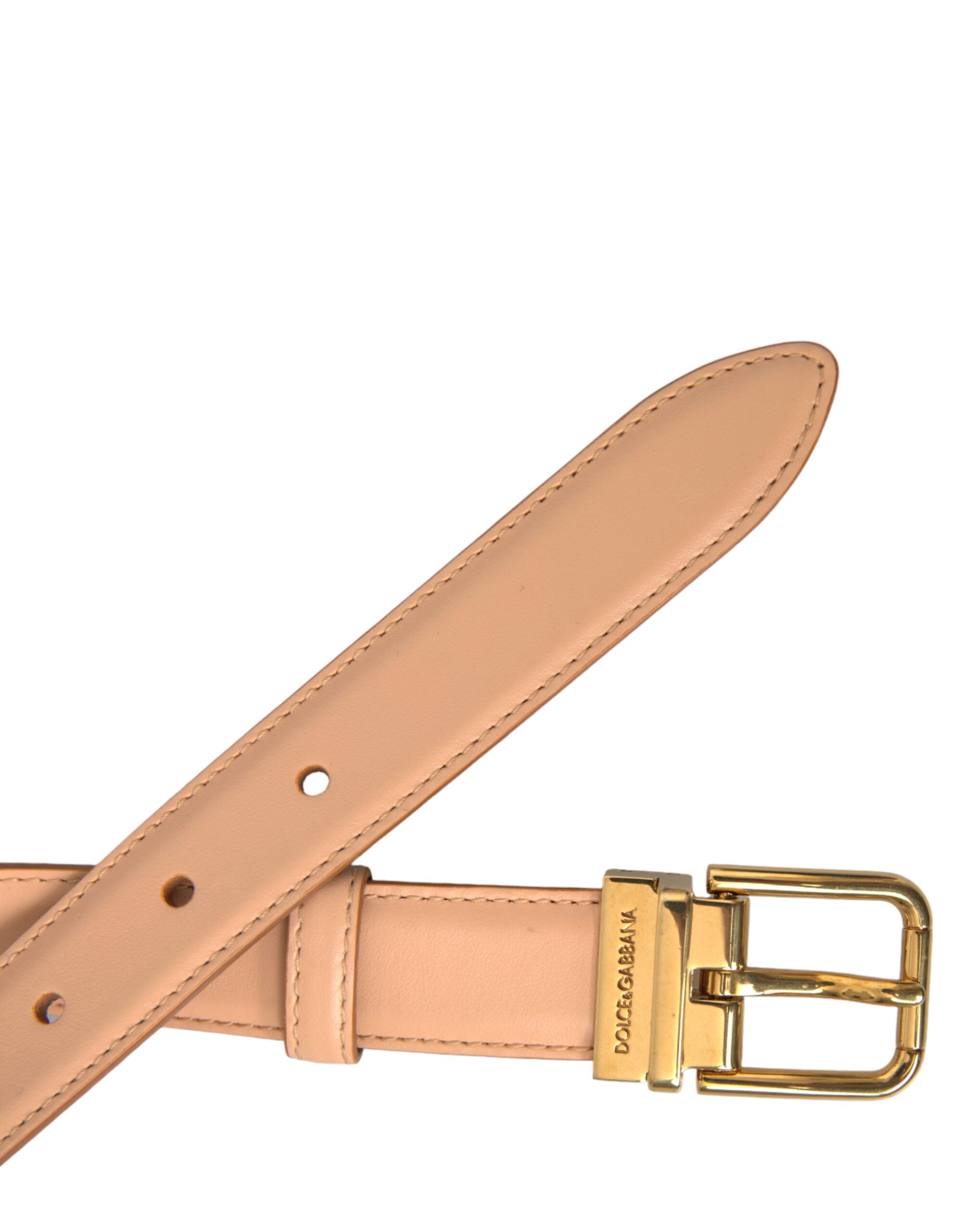 Dolce & Gabbana belt in beige calfskin with gold metal buckle-5