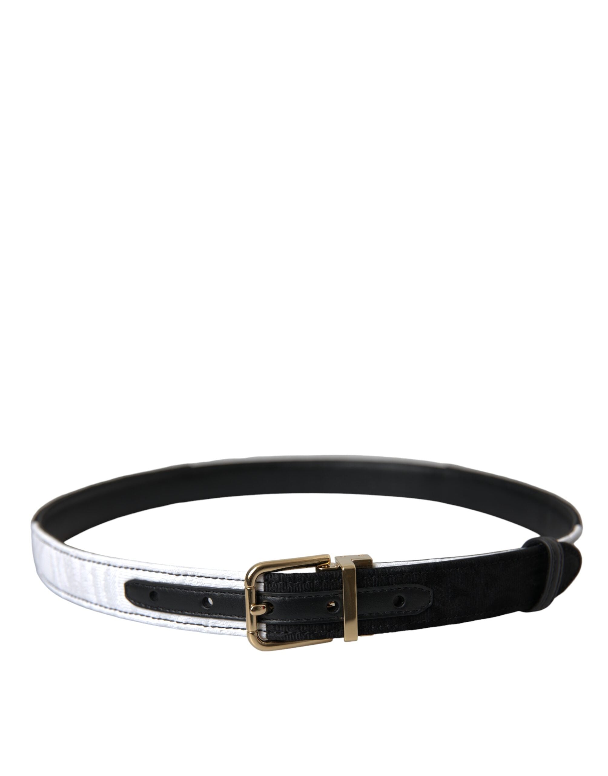 Dolce & Gabbana black and white patchwork belt with gold metal buckle-2