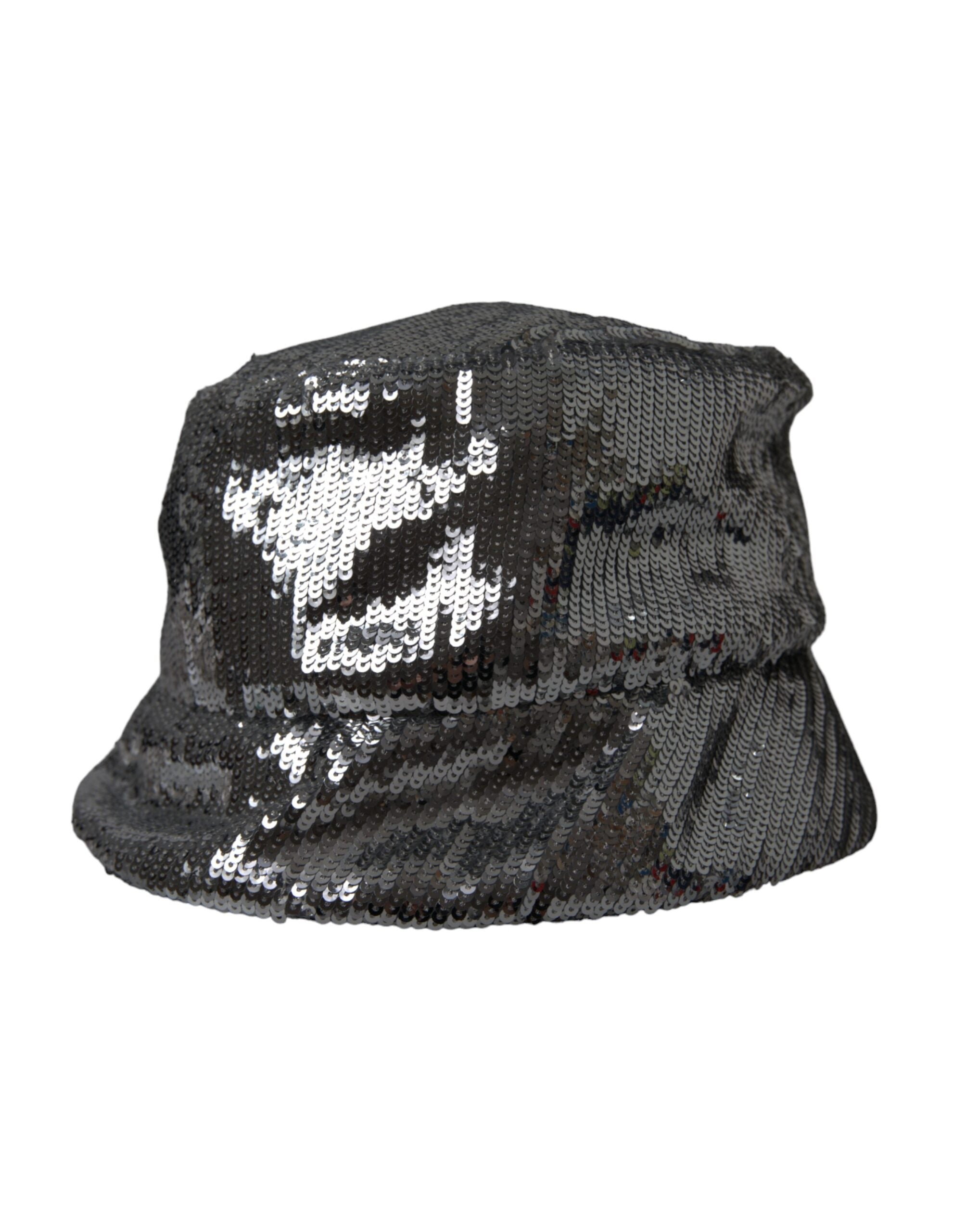 Sombrero de pescador de nailon con lentejuelas plateadas de Dolce & Gabbana para hombre