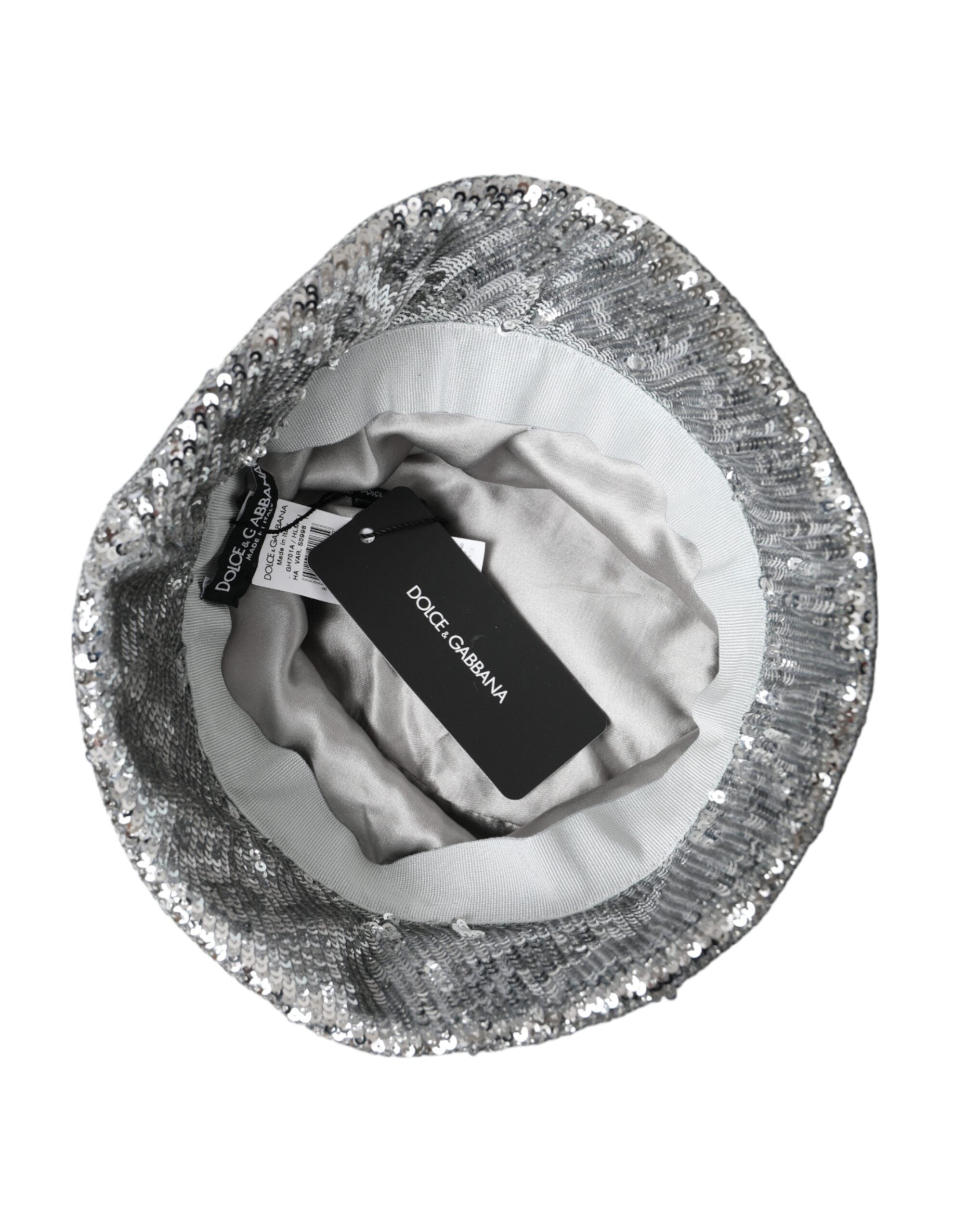 Sombrero de pescador de nailon con lentejuelas plateadas de Dolce & Gabbana para hombre-6
