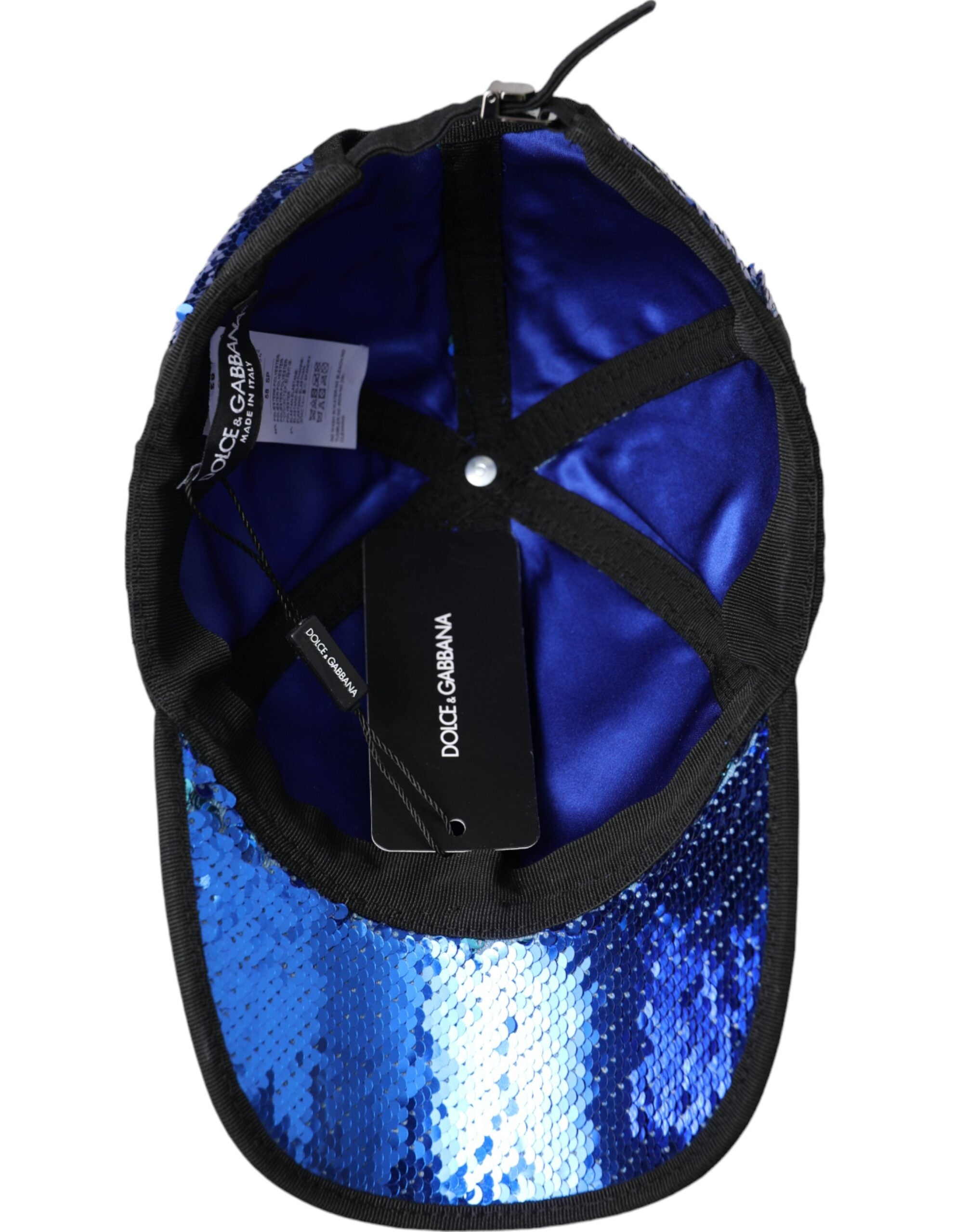 Gorra de béisbol con lentejuelas azul real de Dolce & Gabbana para hombre-6