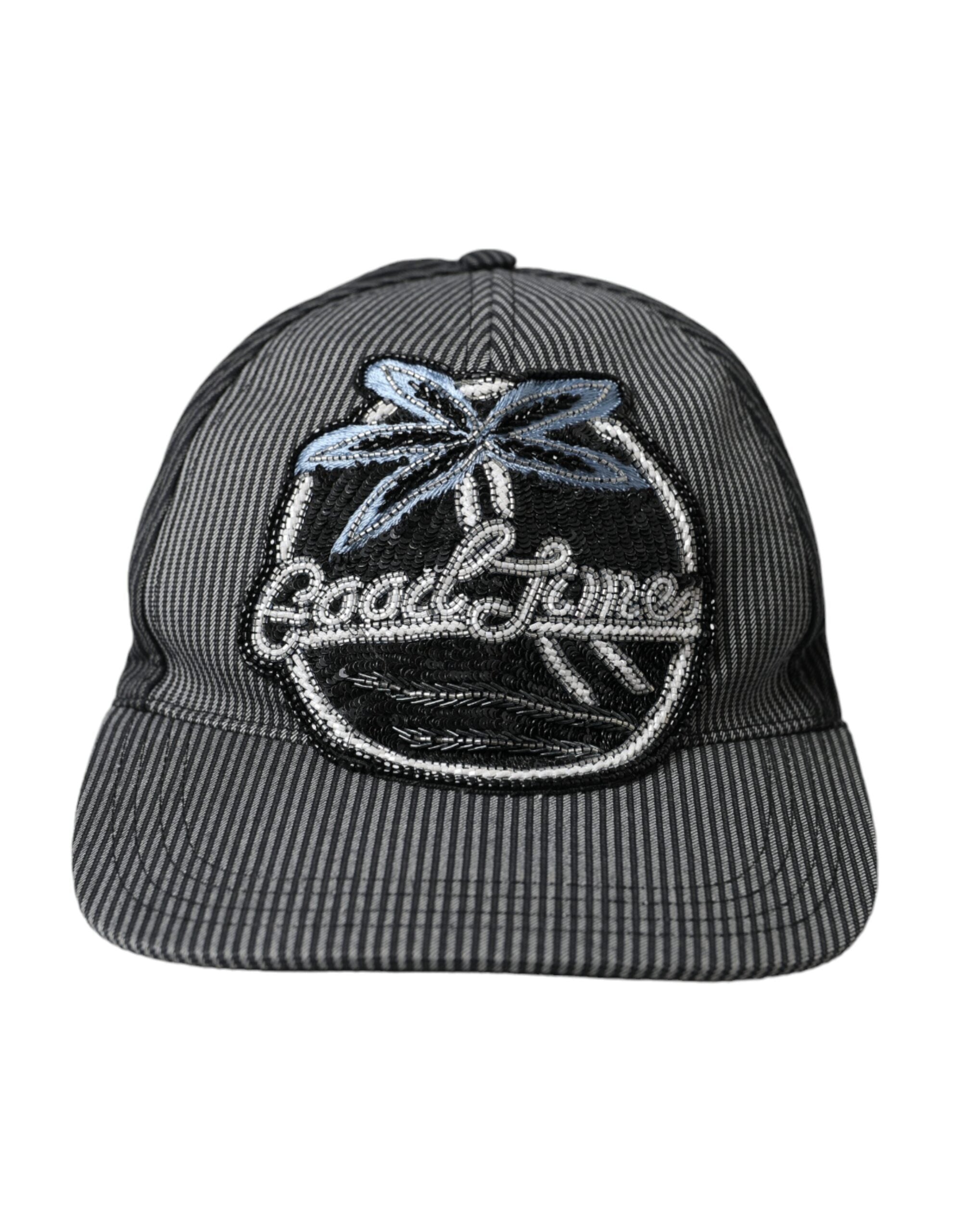 Gorra de béisbol Dolce & Gabbana de algodón negro con adornos para hombre