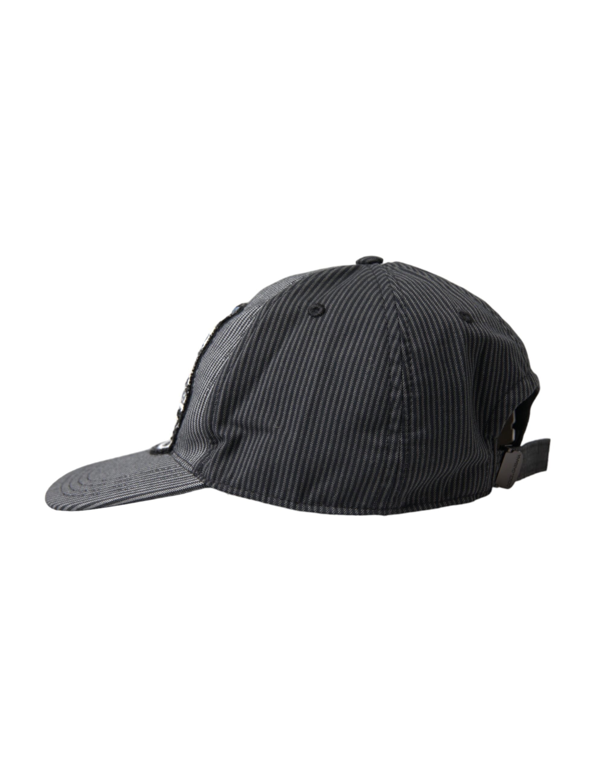 Gorra de béisbol Dolce & Gabbana de algodón negro con adornos para hombre-2