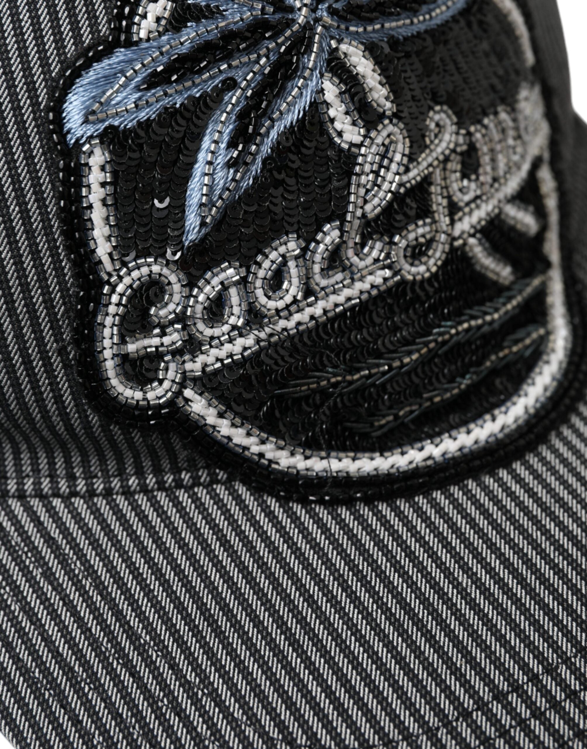 Gorra de béisbol Dolce & Gabbana de algodón negro con adornos para hombre-3